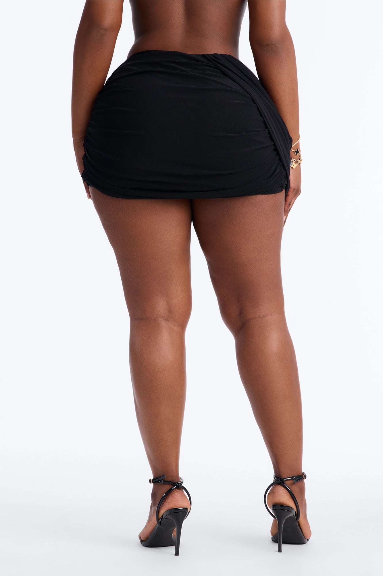 Amira Mesh Twist Micro Mini Skirt - Black