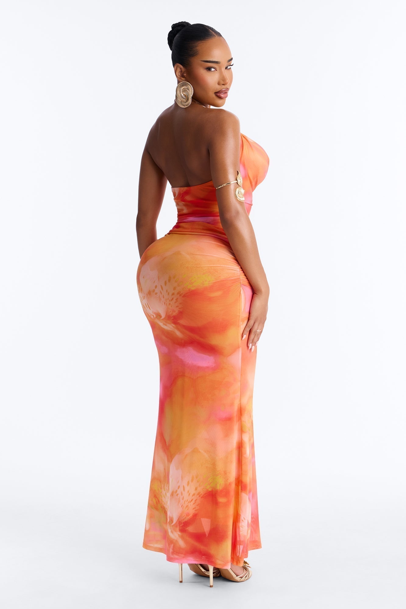 Caught Your Eye Mesh Maxi Dress - Pink/combo