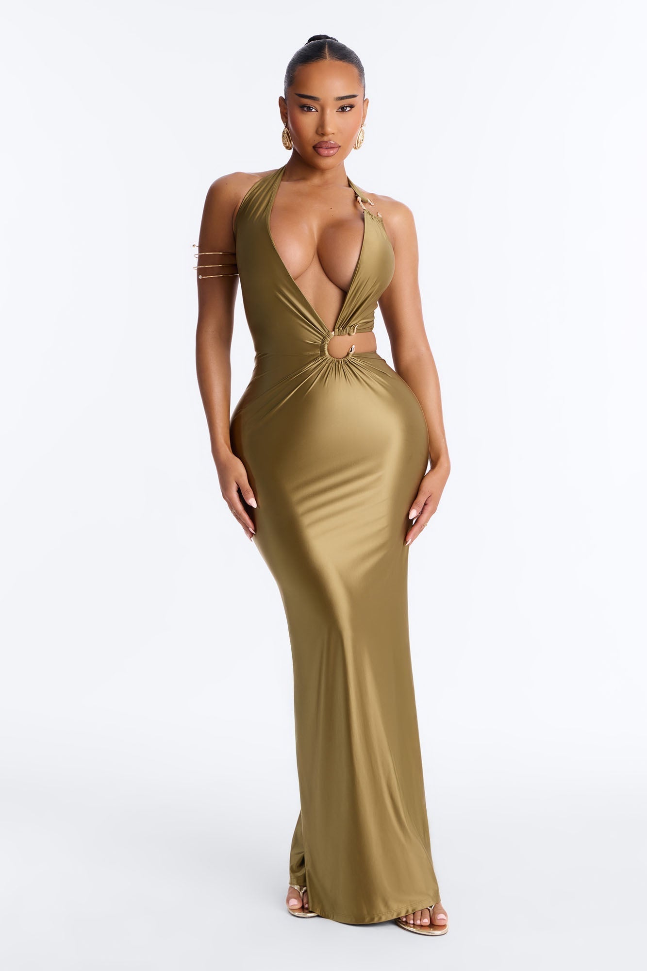 Temptress Sleeveless Maxi Dress - Olive