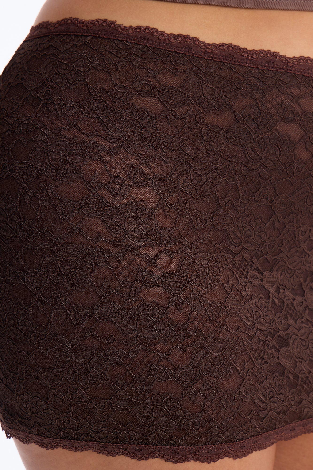 Barely There Lace Mini Skirt - Dark Brown