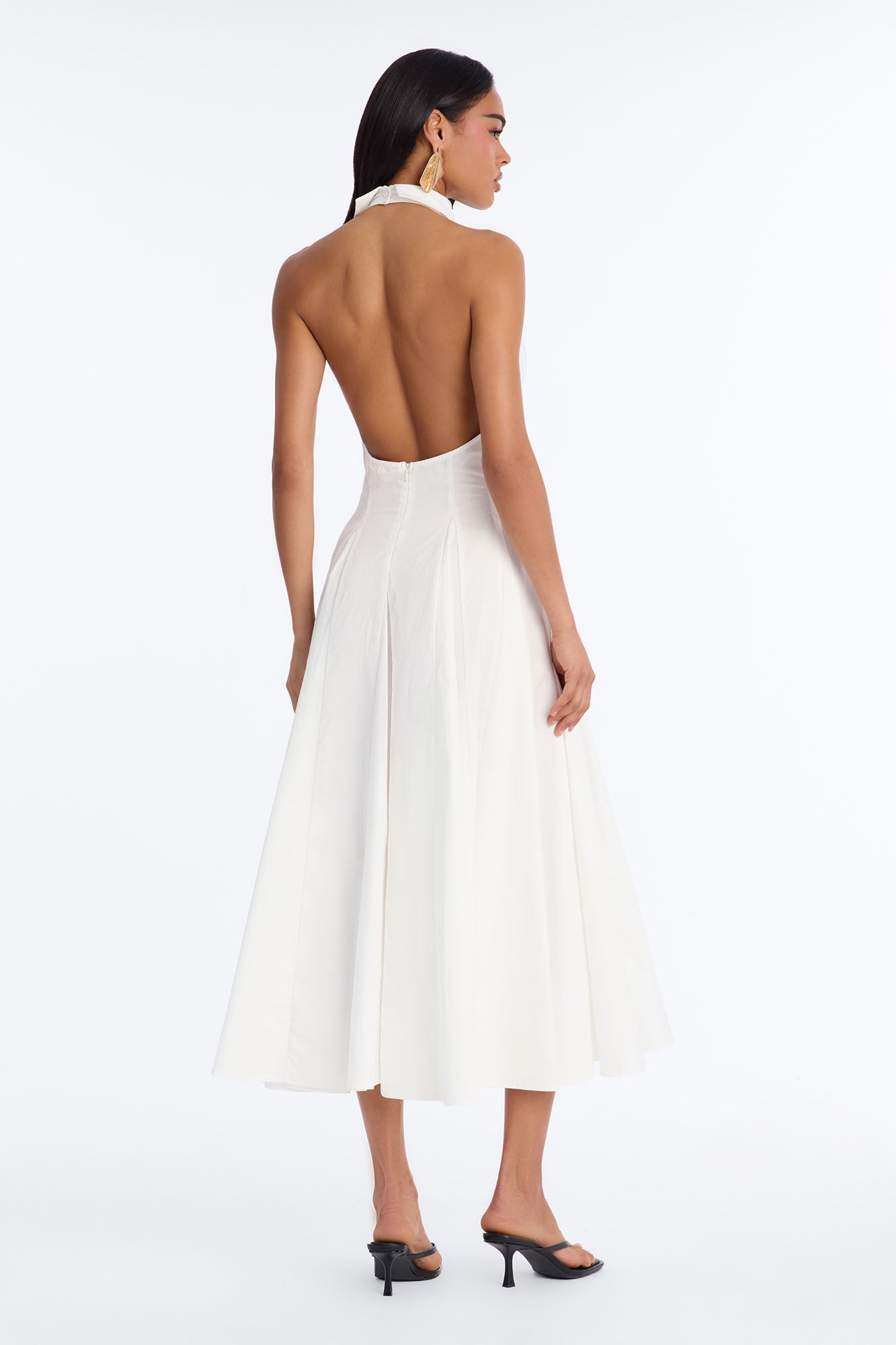 Audrey Collared Poplin Maxi Dress - White