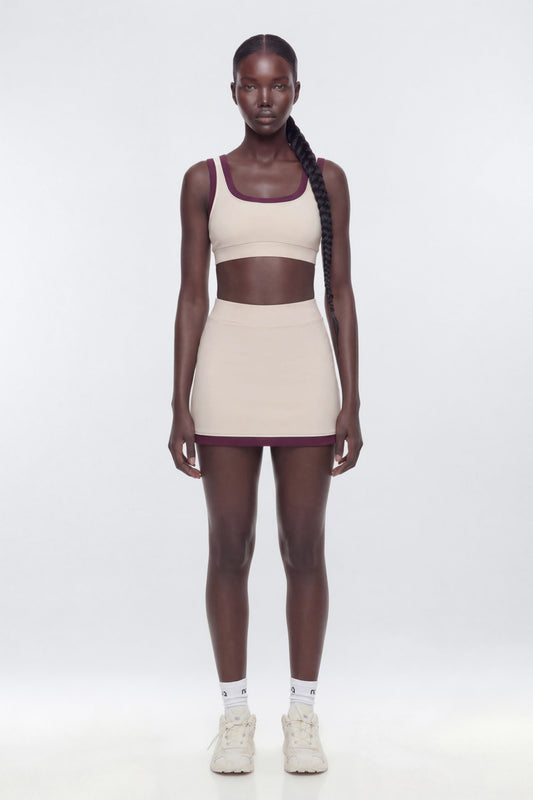 ButterSoft™ Contrast Trim Sports Skort - Oat Milk
