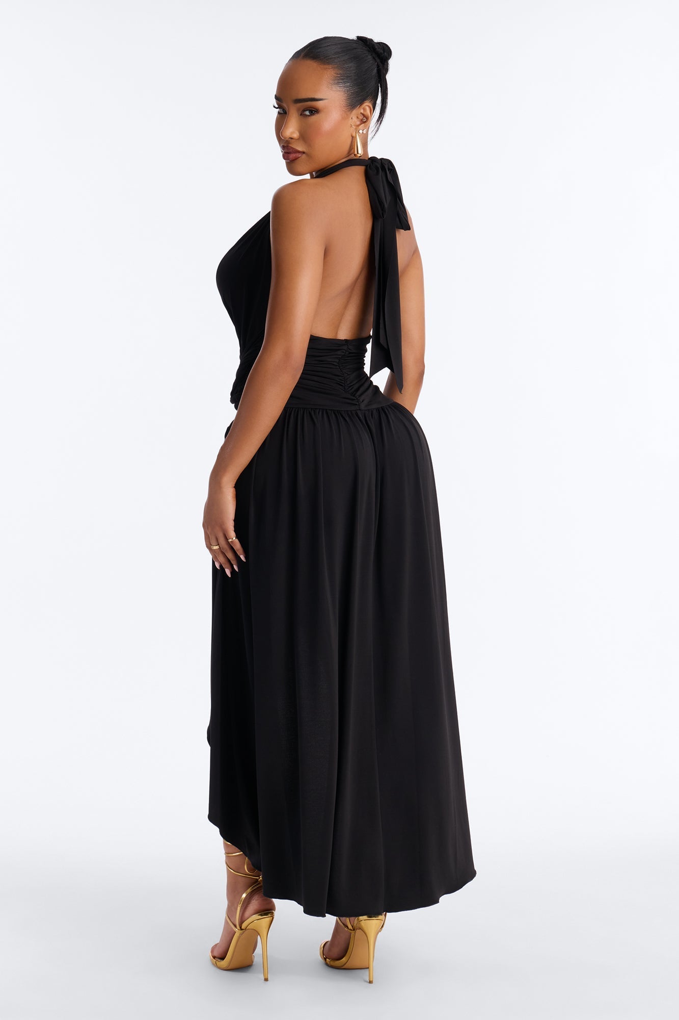 Astrid Asymmetrical Maxi Dress - Black