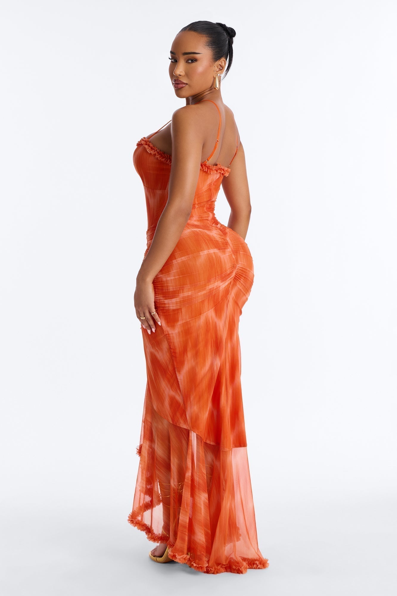 Summer Lover Mesh Maxi Dress - Orange/combo