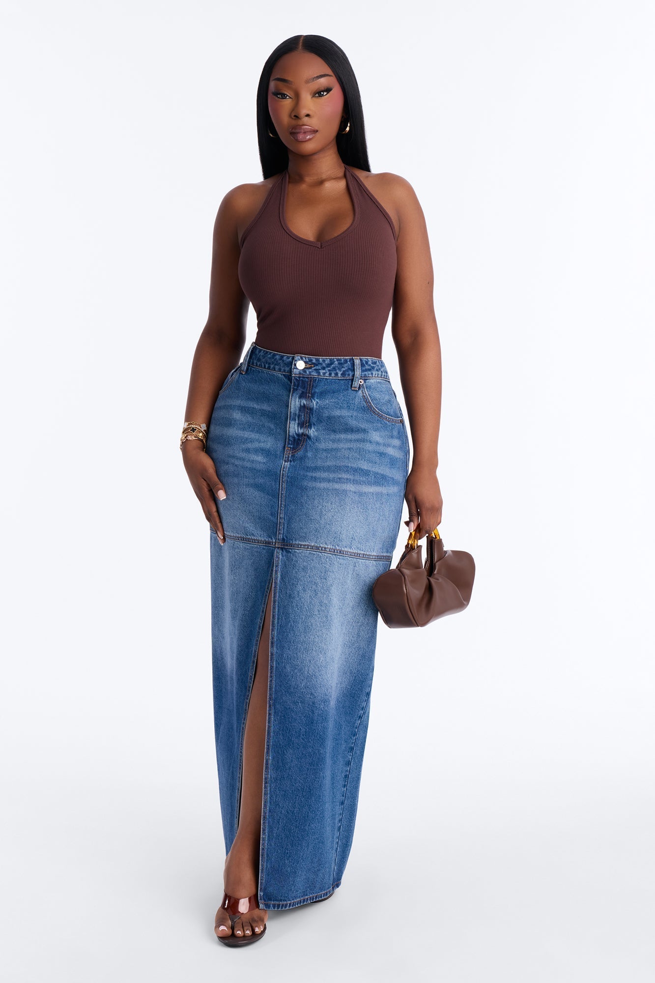 Playing For Keeps Denim Maxi Skirt - Medium Wash