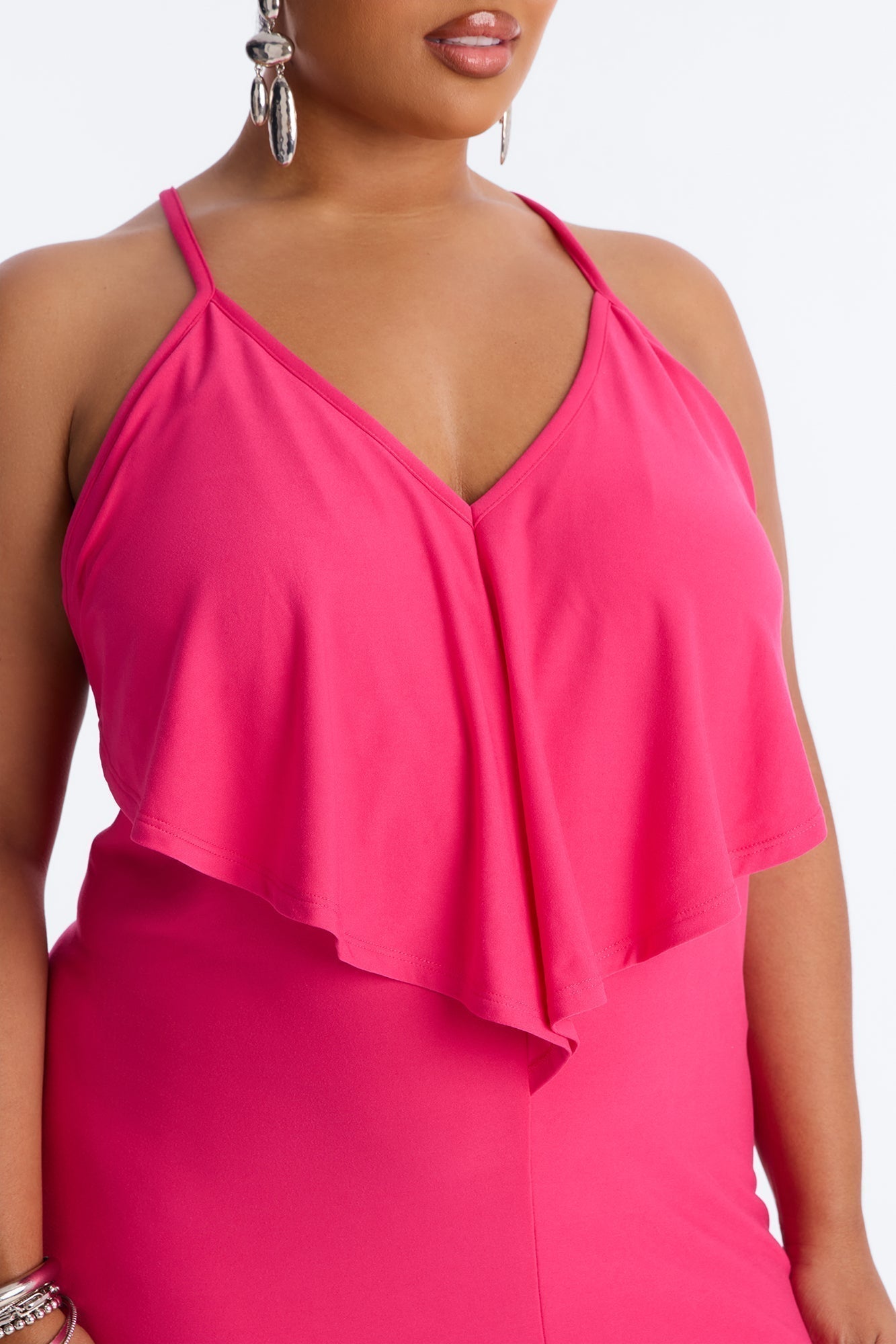Selena Backless Drape Maxi Dress - Hot Pink