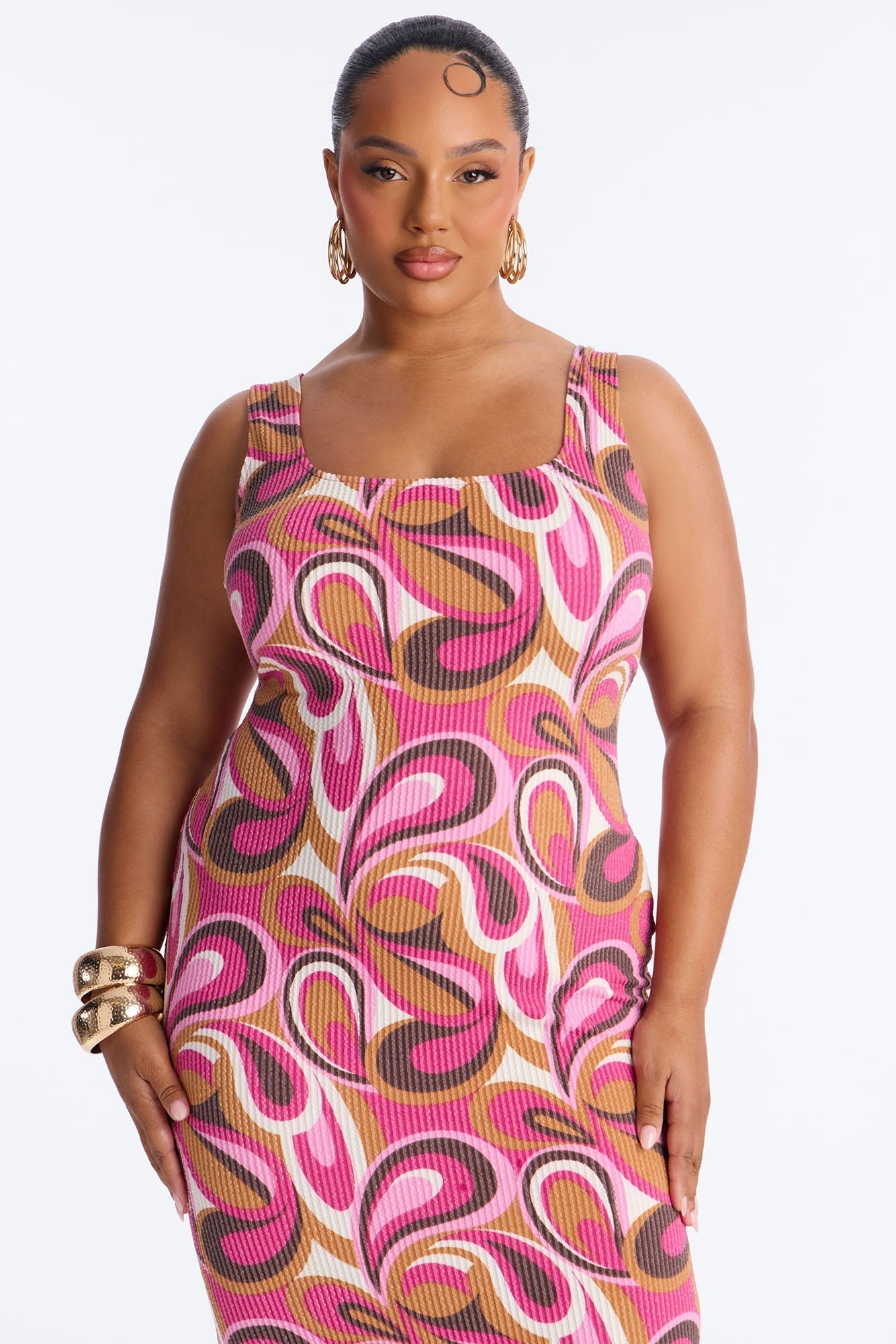 Valentina Ribbed Maxi Dress - Magenta/combo