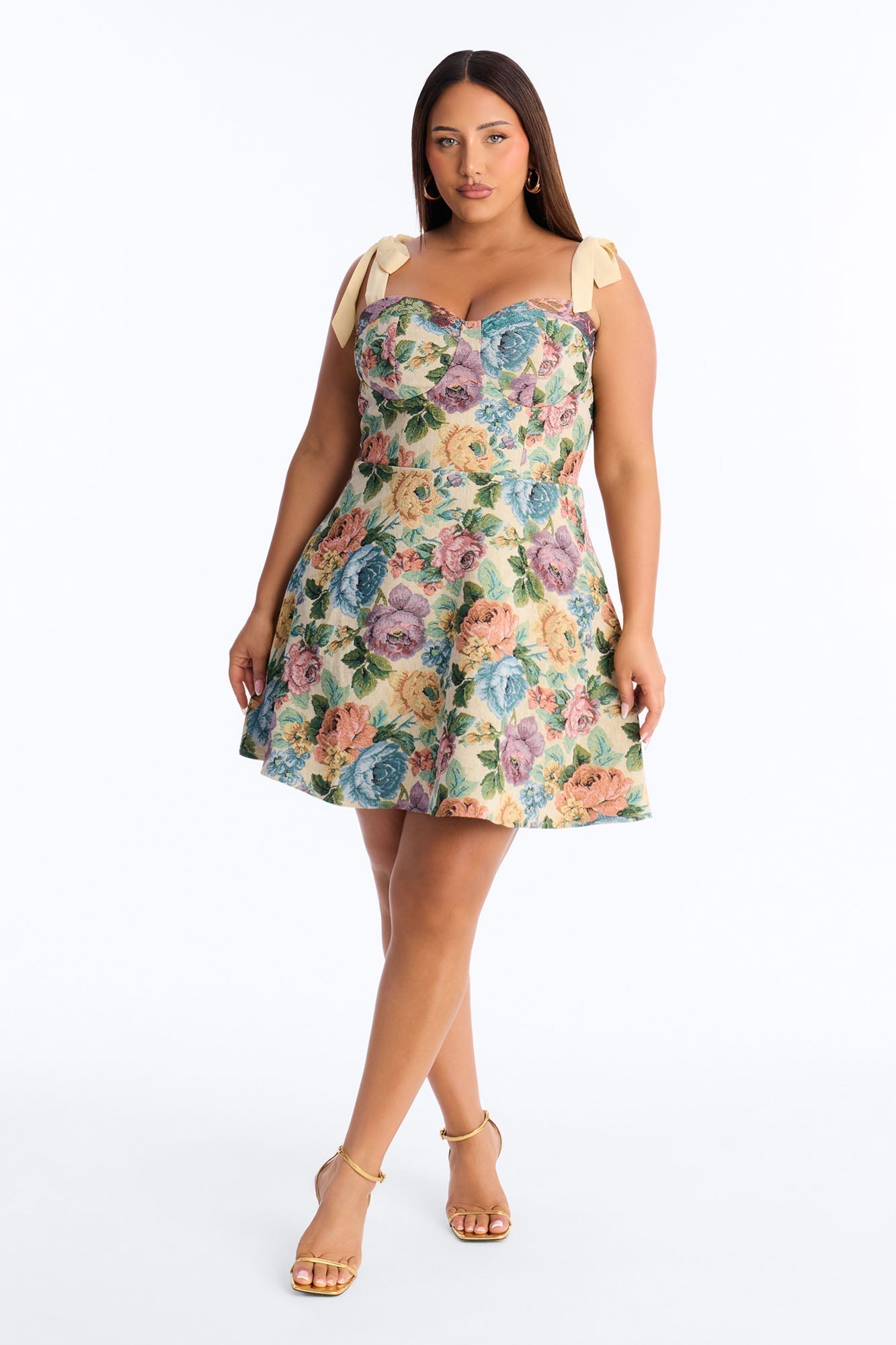 Willow Tie Shoulder Jacquard Mini Dress - Natural/Combo