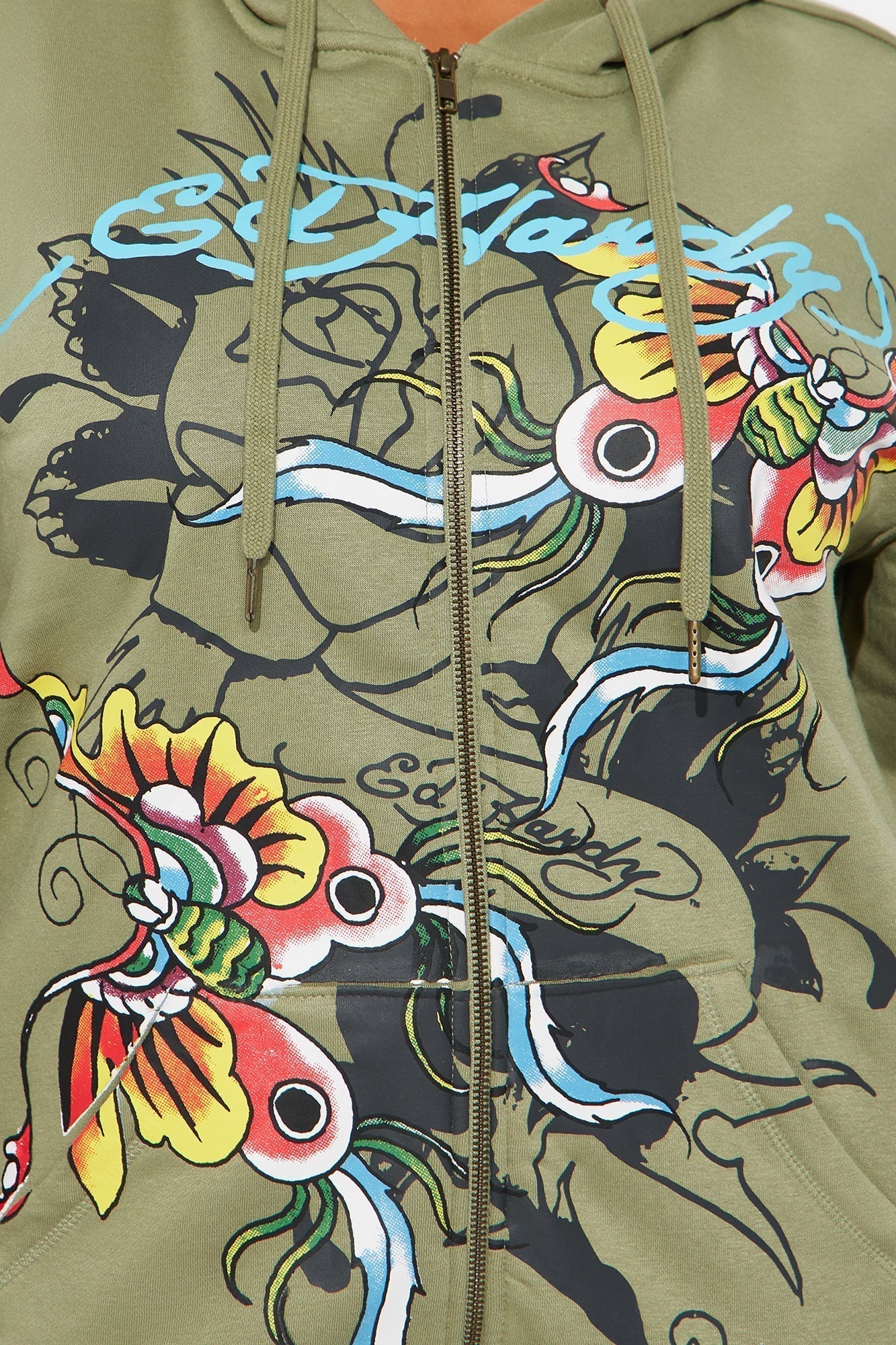 Ed Hardy Butterfly Zip Up Hoodie - Sage