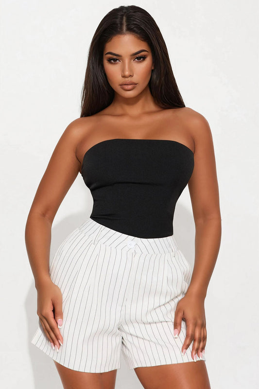 No Small Talk Strapless Top - Black