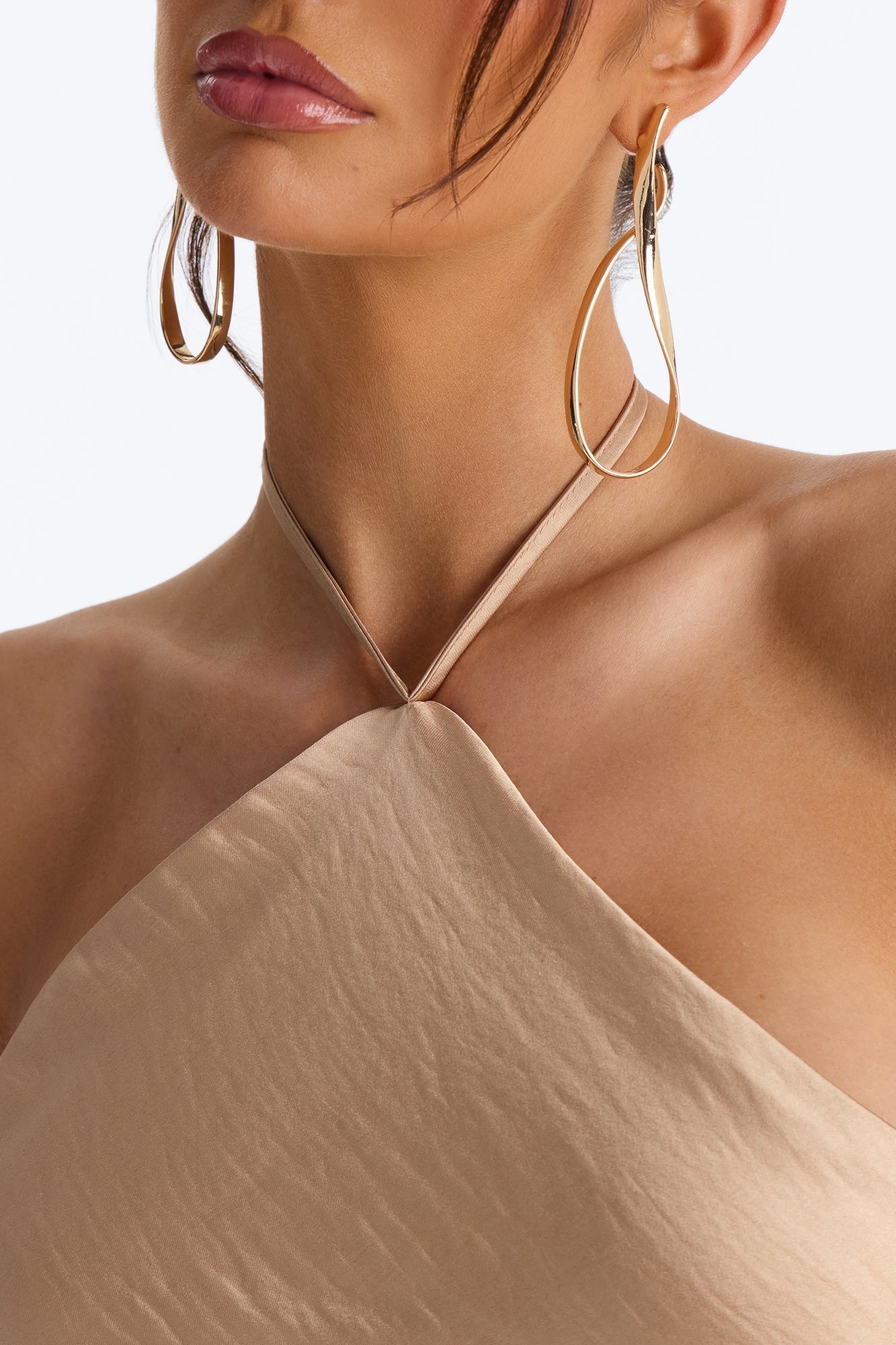 Adina Mesh Satin Maxi Dress - Mocha