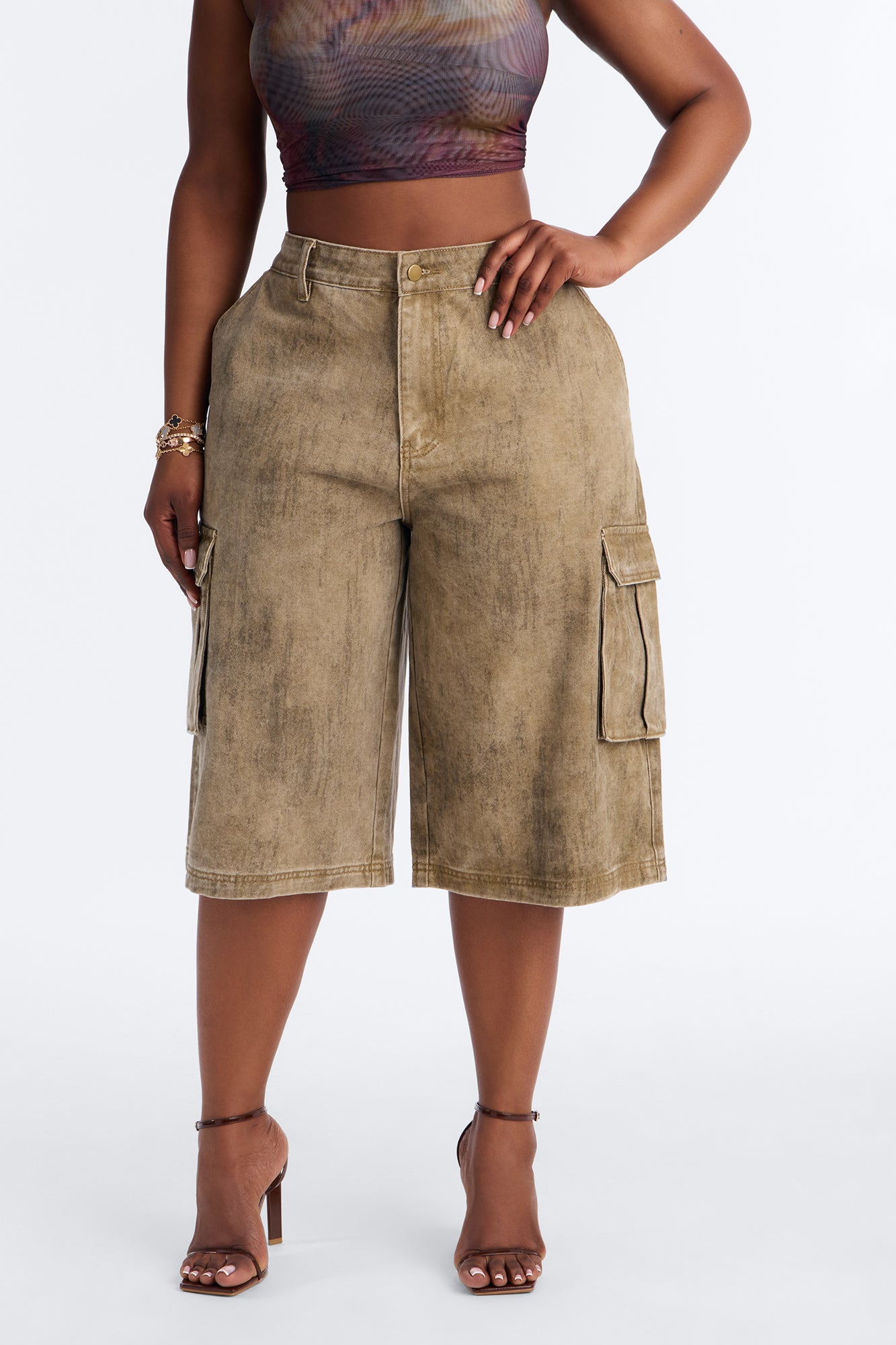All Washed Out Cargo Bermuda Short - Brown/combo