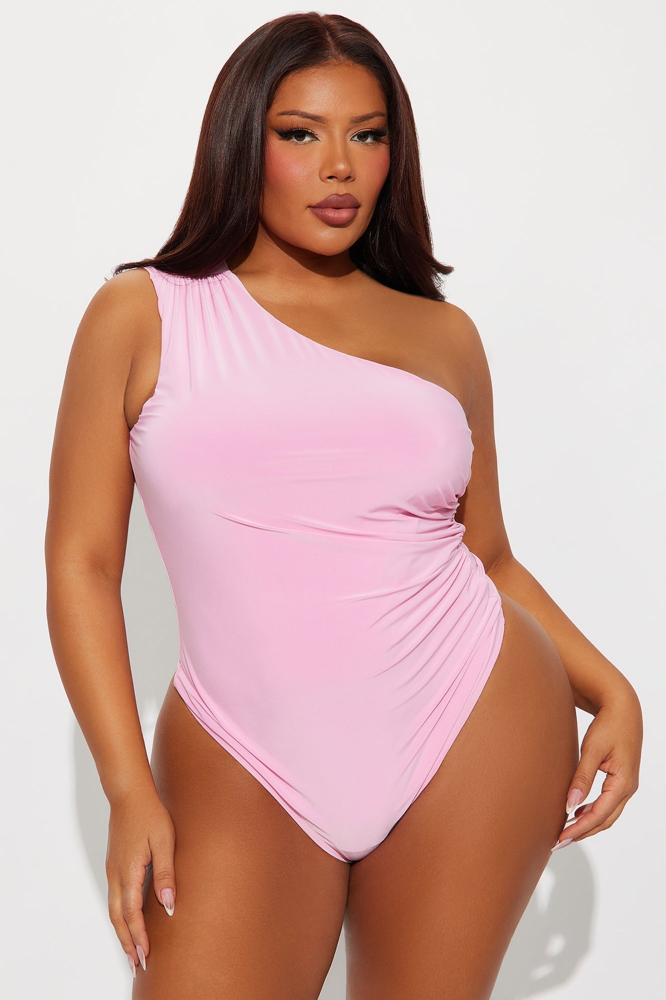 Living Proof One Shoulder Ruched Bodysuit - Pink