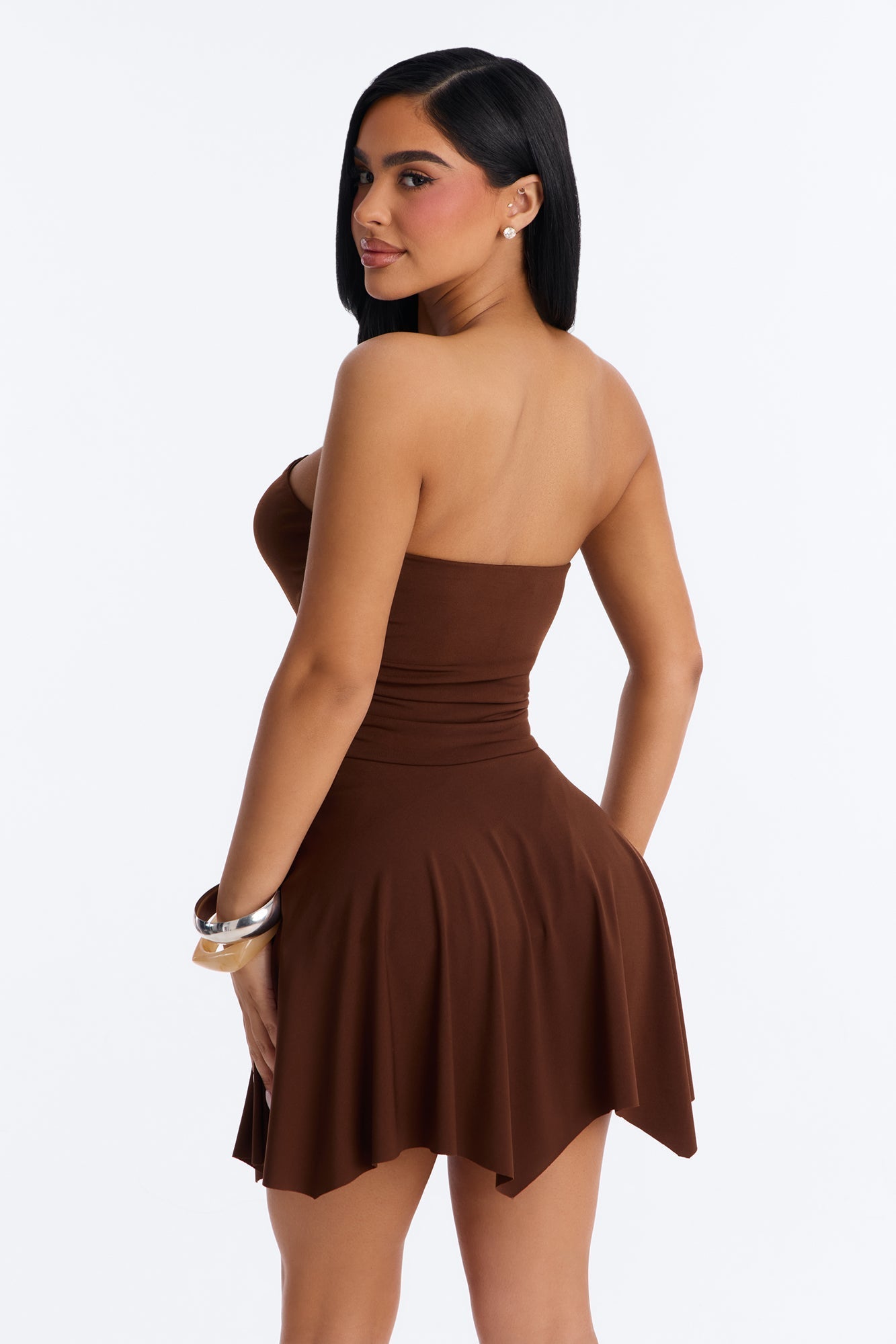 Mimi Strapless Micro Mini Dress - Chocolate