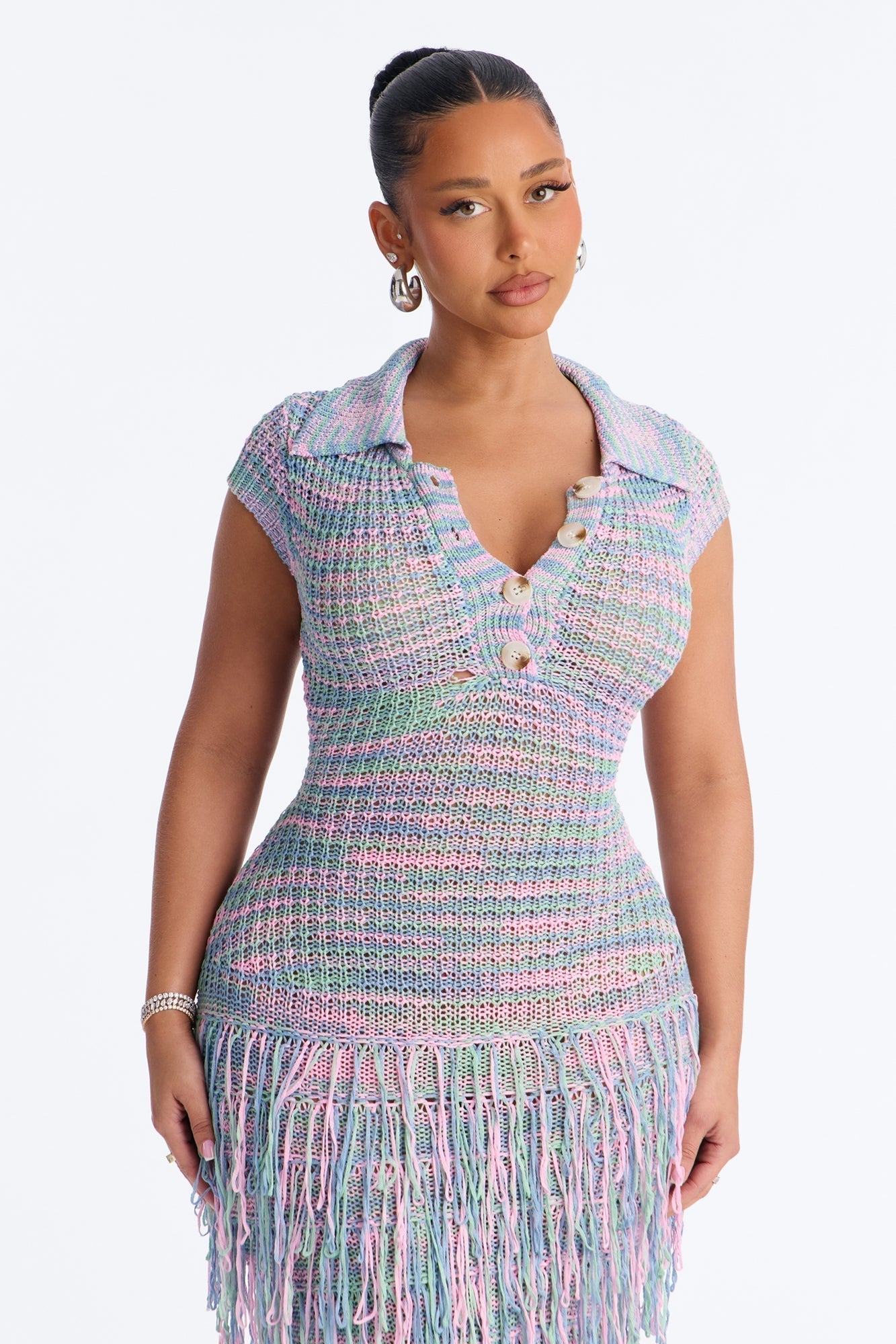 Catalina Marled Crochet Maxi Dress - Sage/combo