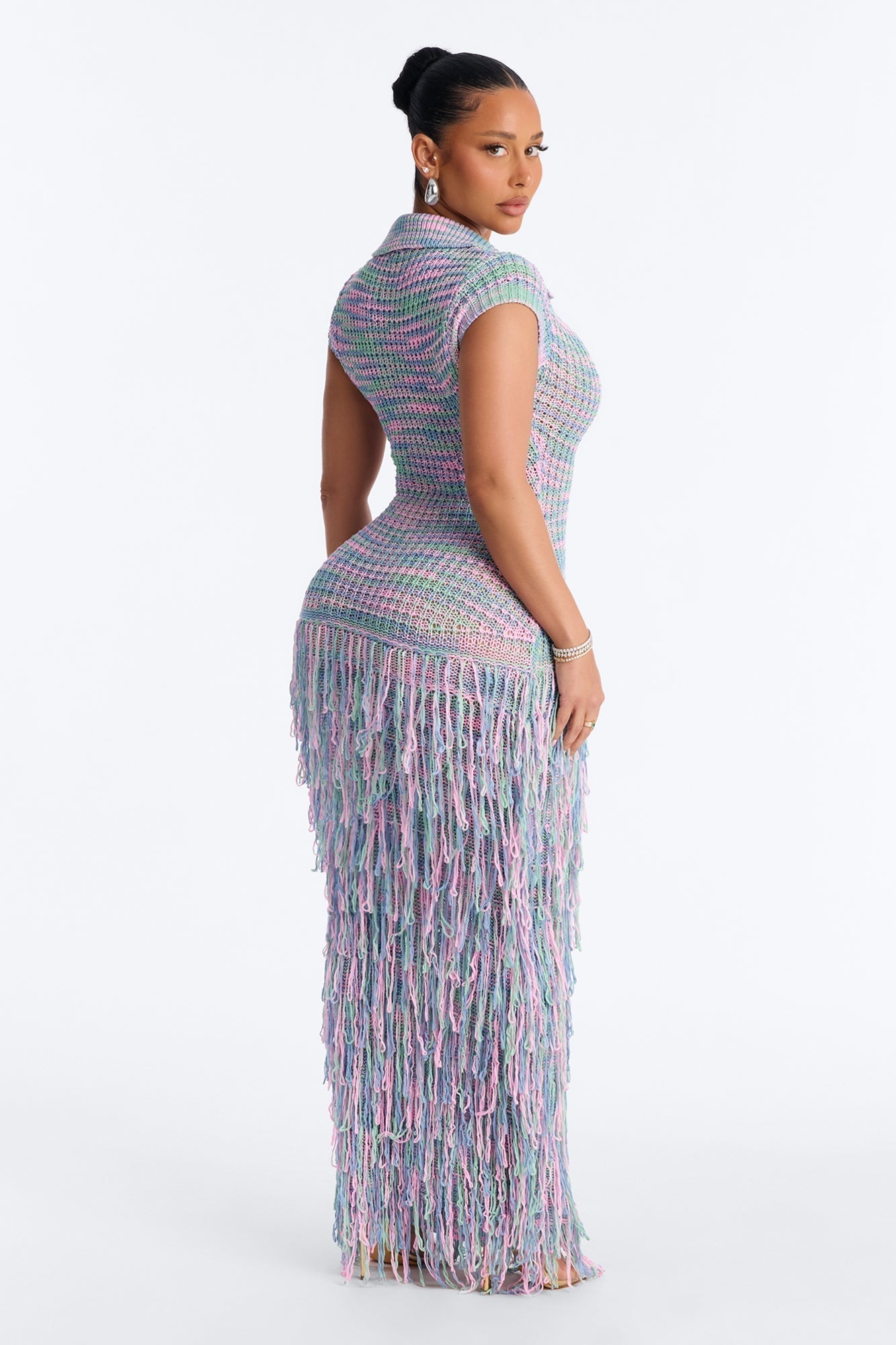 Catalina Marled Crochet Maxi Dress - Sage/combo