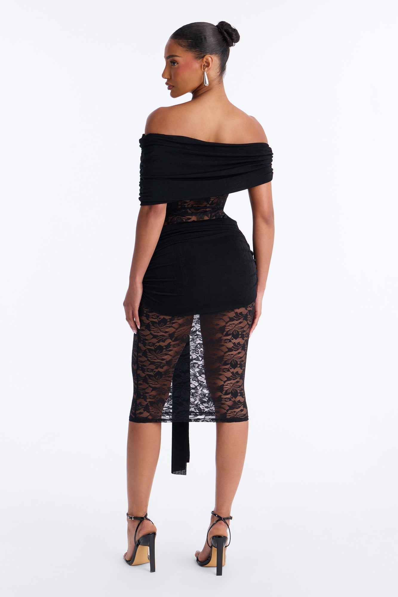 Shanaya Lace Midi Dress - Black