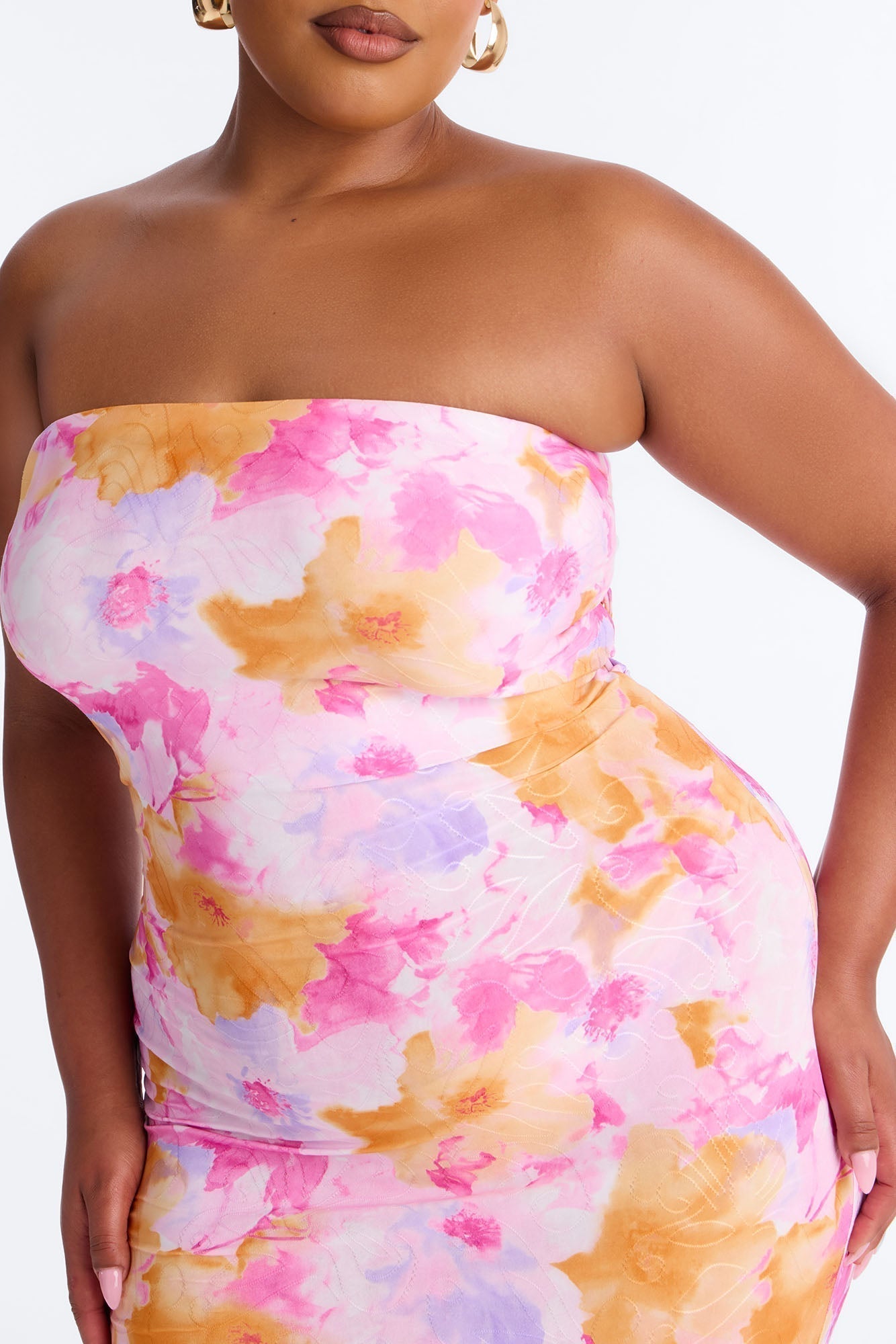 Stepping Out Strapless Maxi Dress - Pink/combo