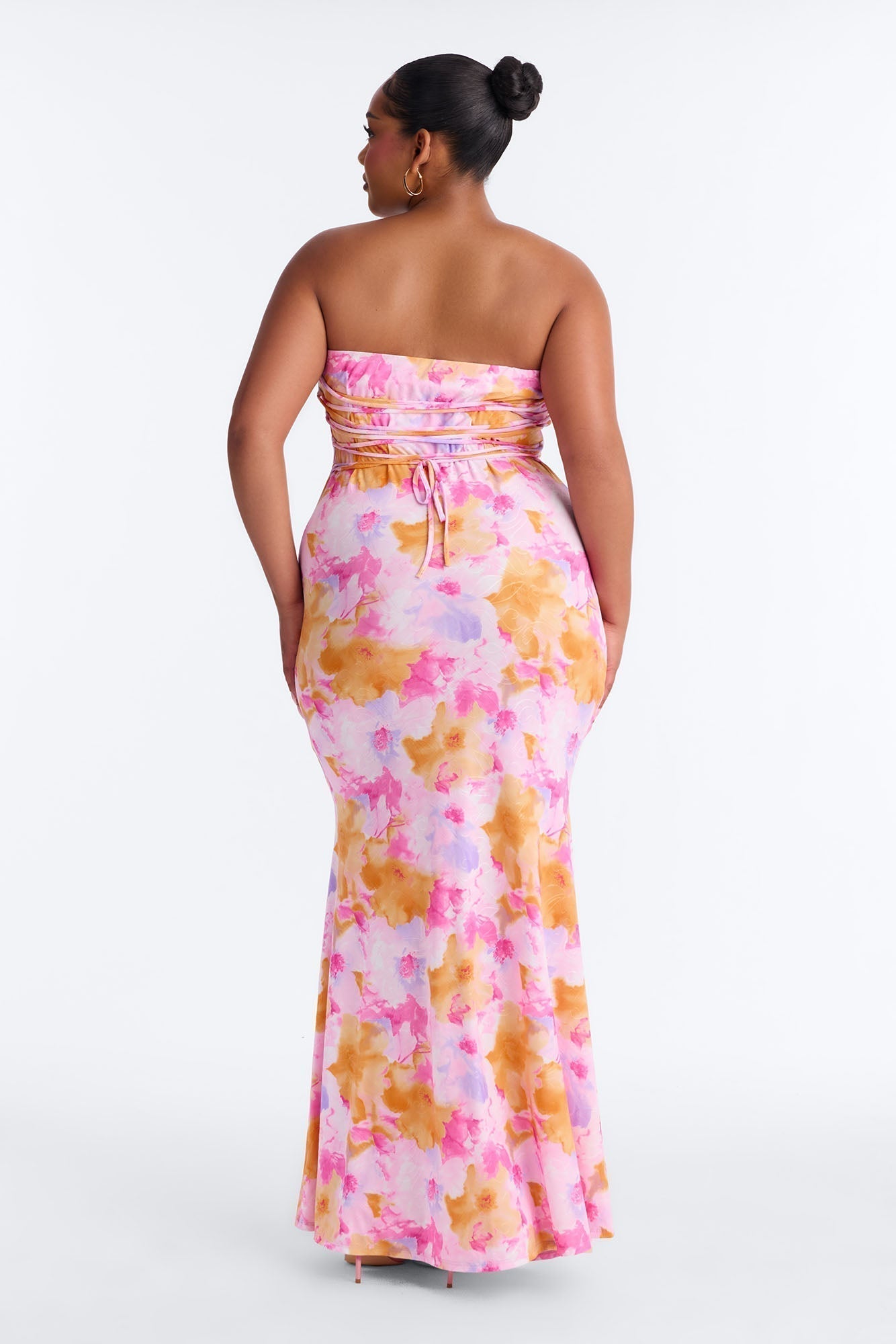 Stepping Out Strapless Maxi Dress - Pink/combo