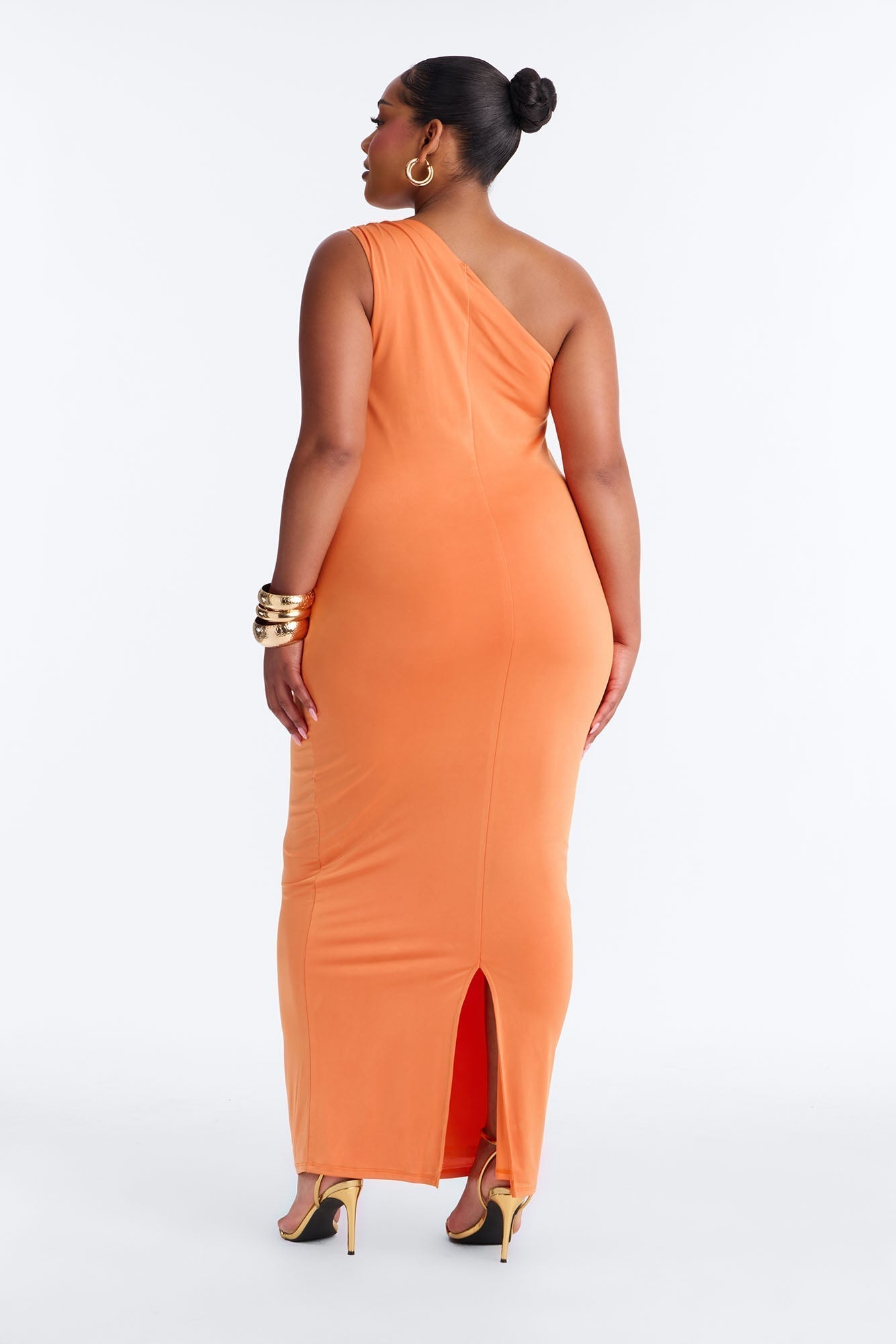 Citrus Crush One Shoulder Maxi Dress - Orange