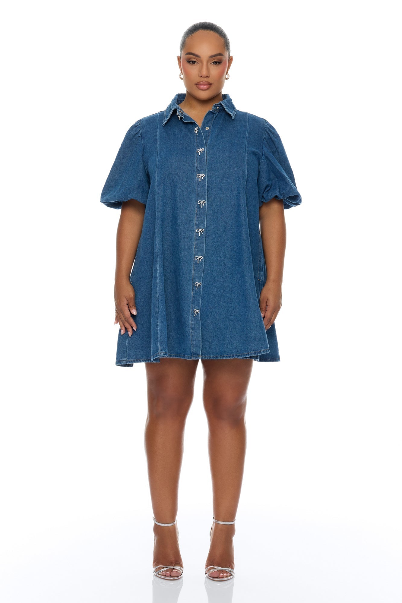 Maribella Denim Mini Dress - Medium Wash