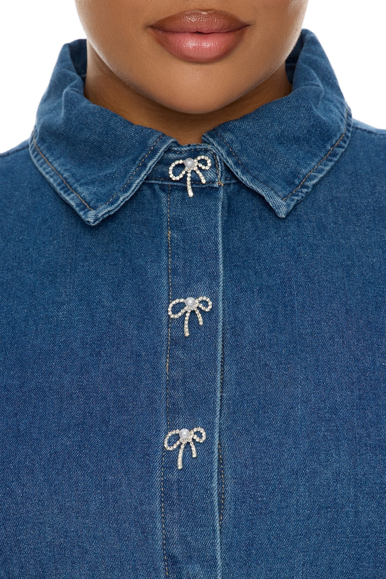 Maribella Denim Mini Dress - Medium Wash