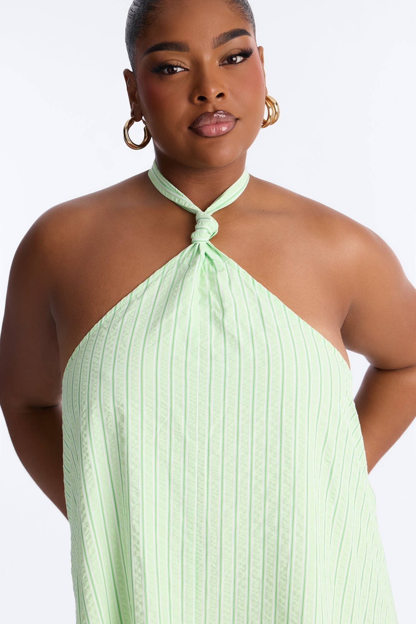 Palm Beach Halter Poplin Maxi Dress - Green