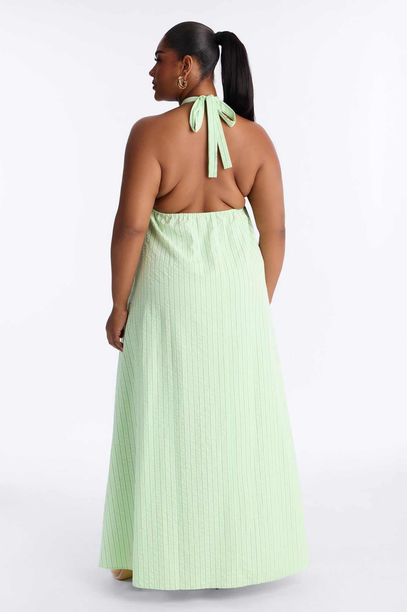 Palm Beach Halter Poplin Maxi Dress - Green