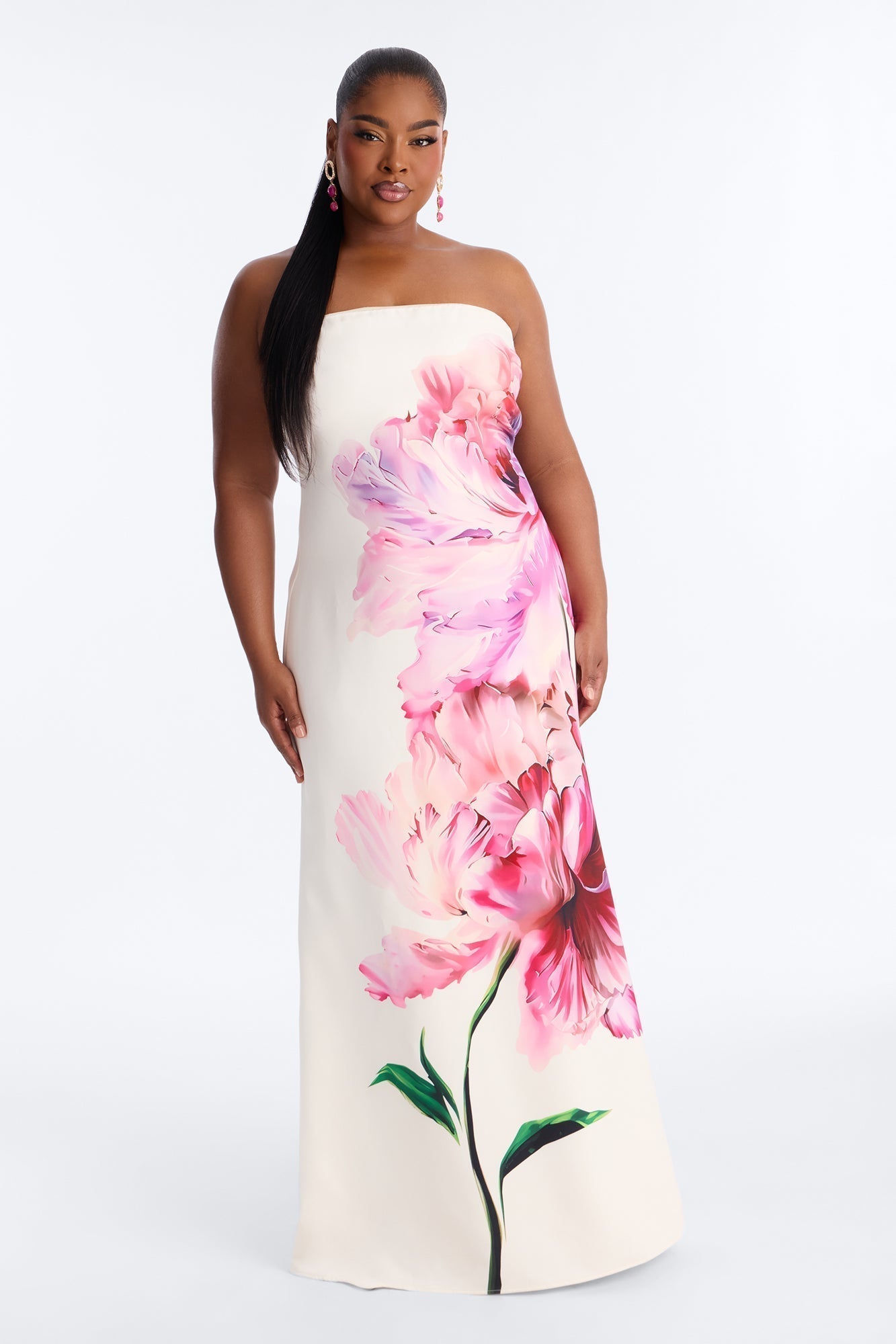 Whimsical Energy Strapless Maxi Dress - Magenta/combo