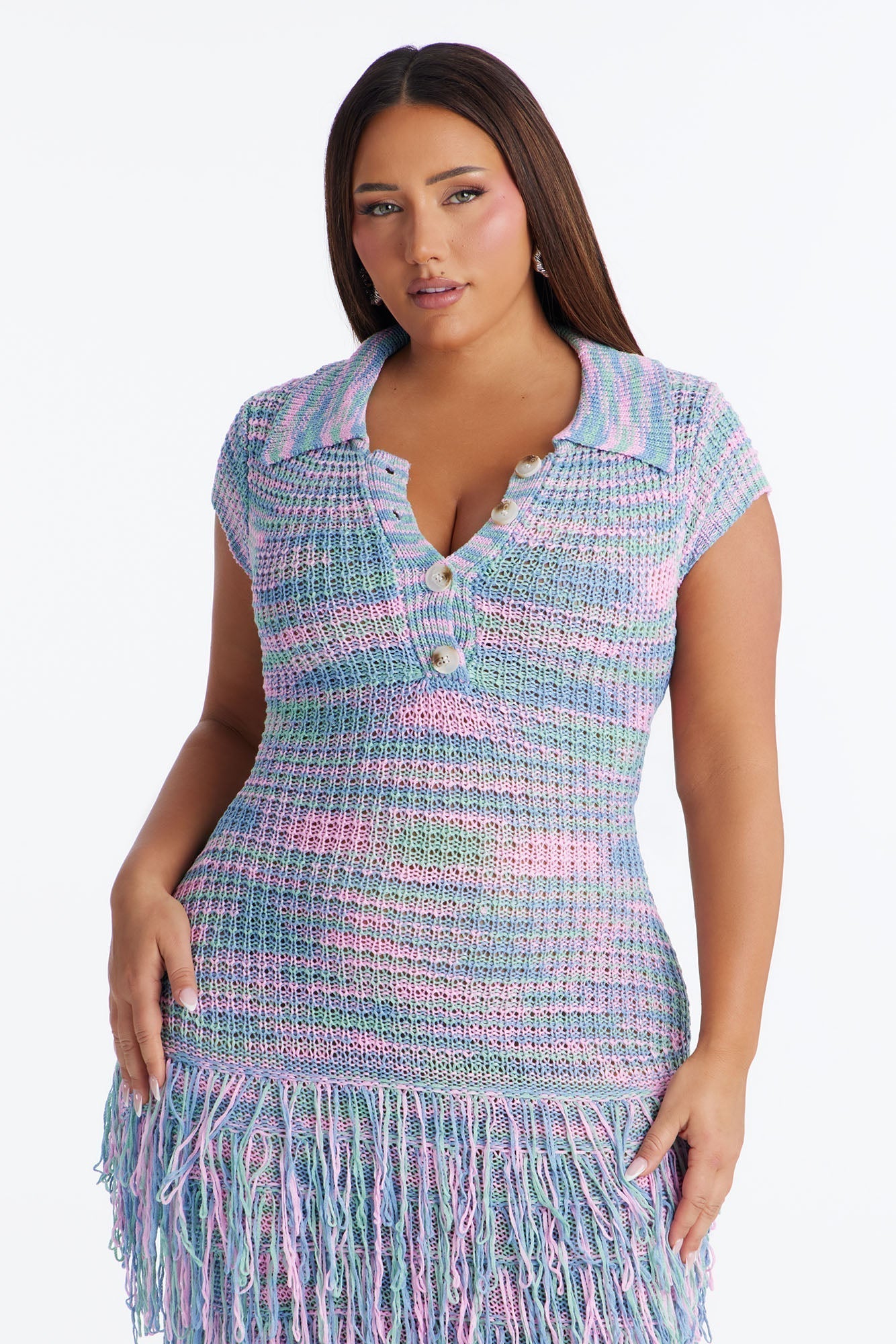 Catalina Marled Crochet Maxi Dress - Sage/combo
