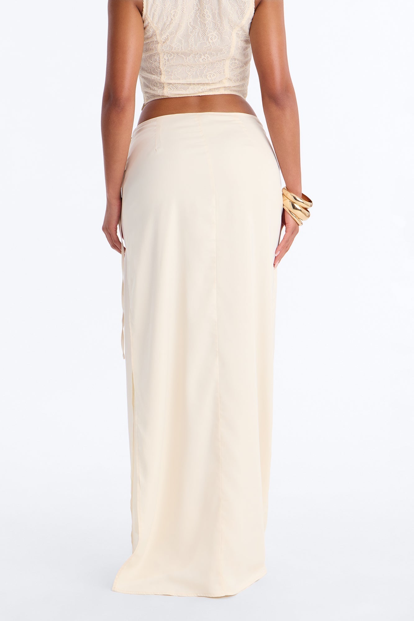 Phoebe Satin Wrap Maxi Skirt - Ivory