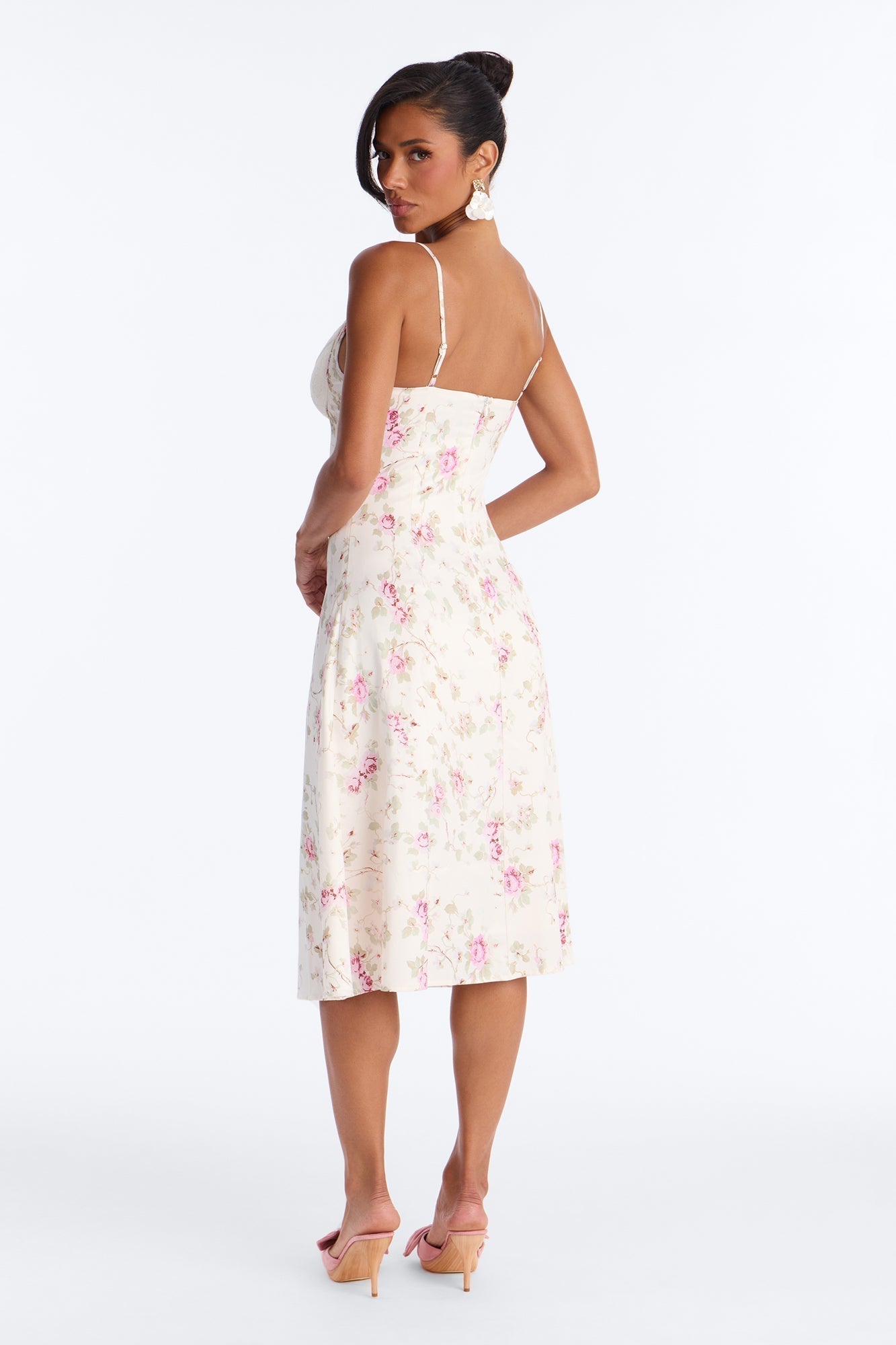Jessalyn Floral Midi Dress - White/combo