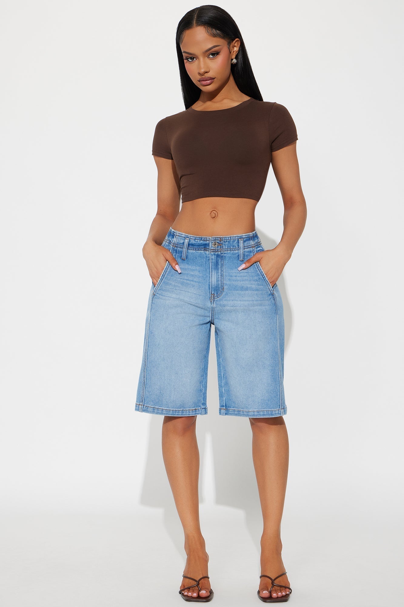 Lena Bermuda Denim Shorts - Light Wash