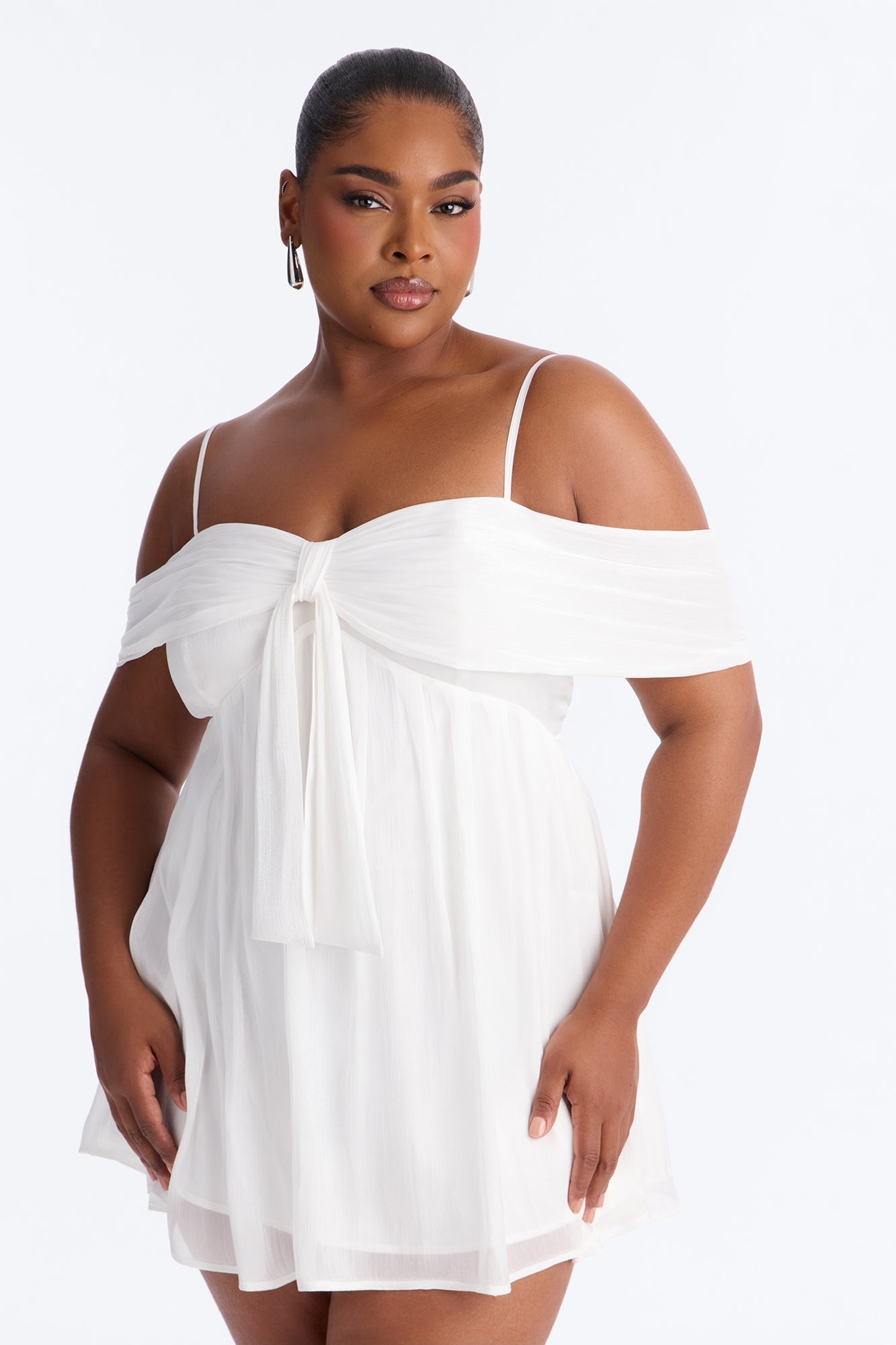 Timeless Pleated Organza Mini Dress - White