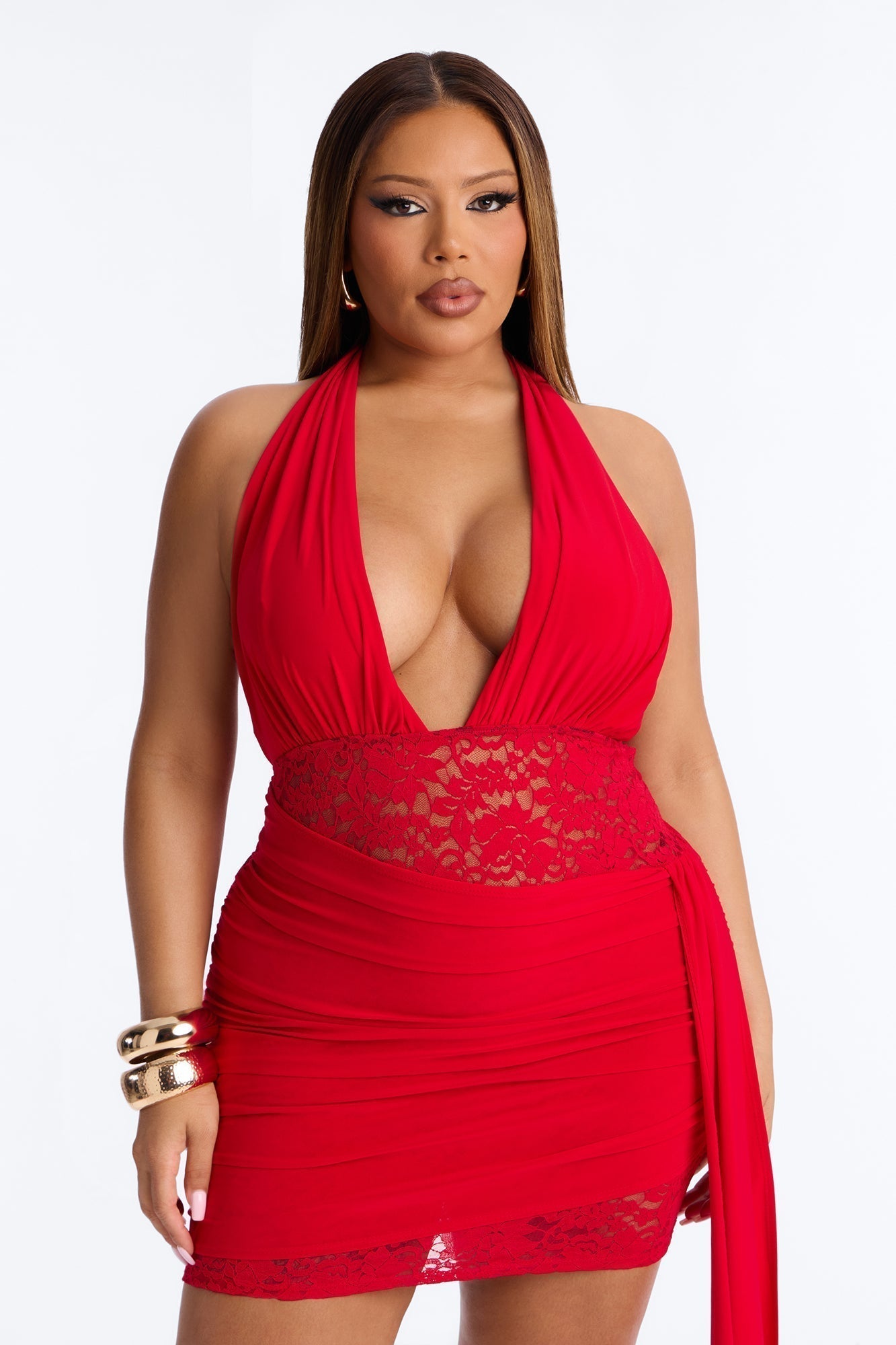 Ensley Halter Mini Dress - Red