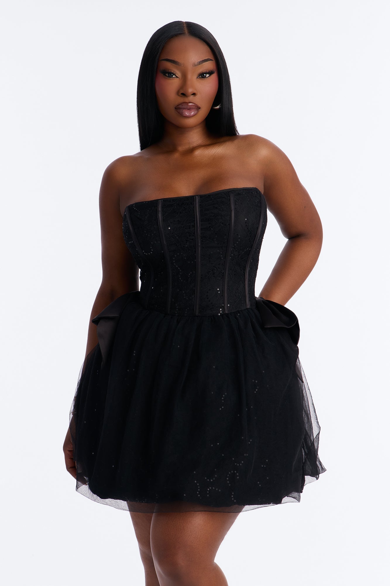 Rayna Embellished Lace Mini Dress - Black