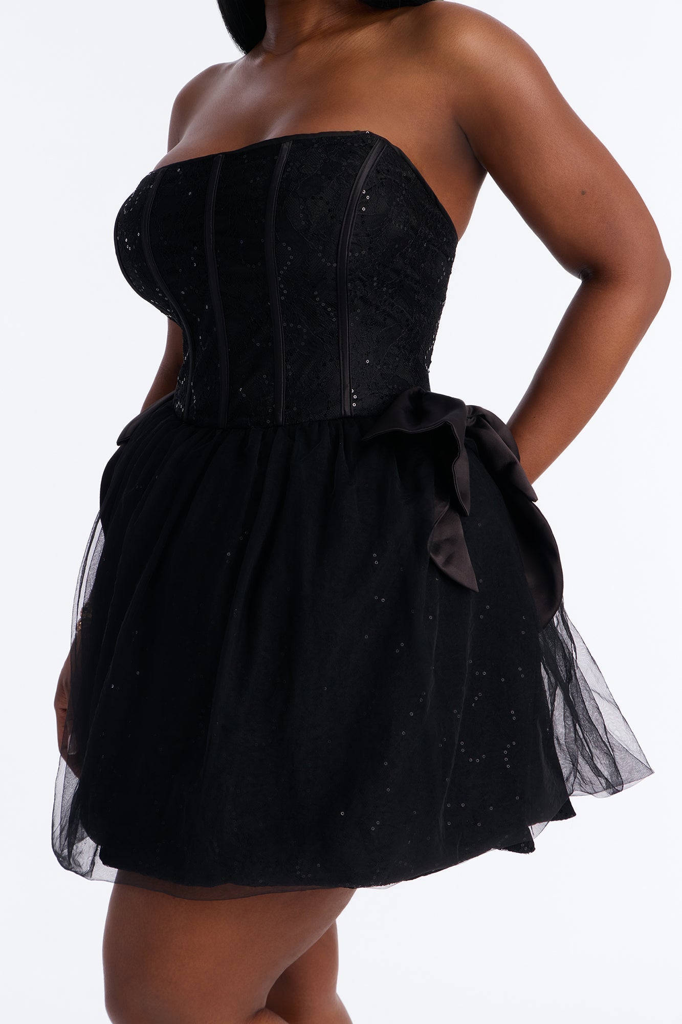 Rayna Embellished Lace Mini Dress - Black