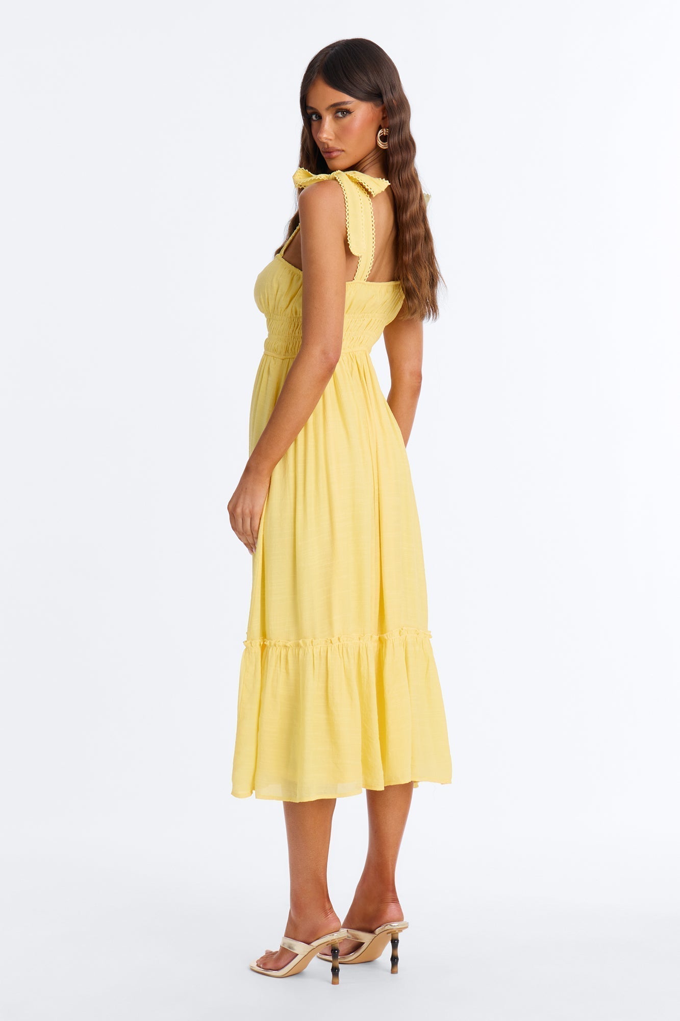 Greta Poplin Midi Dress - Yellow