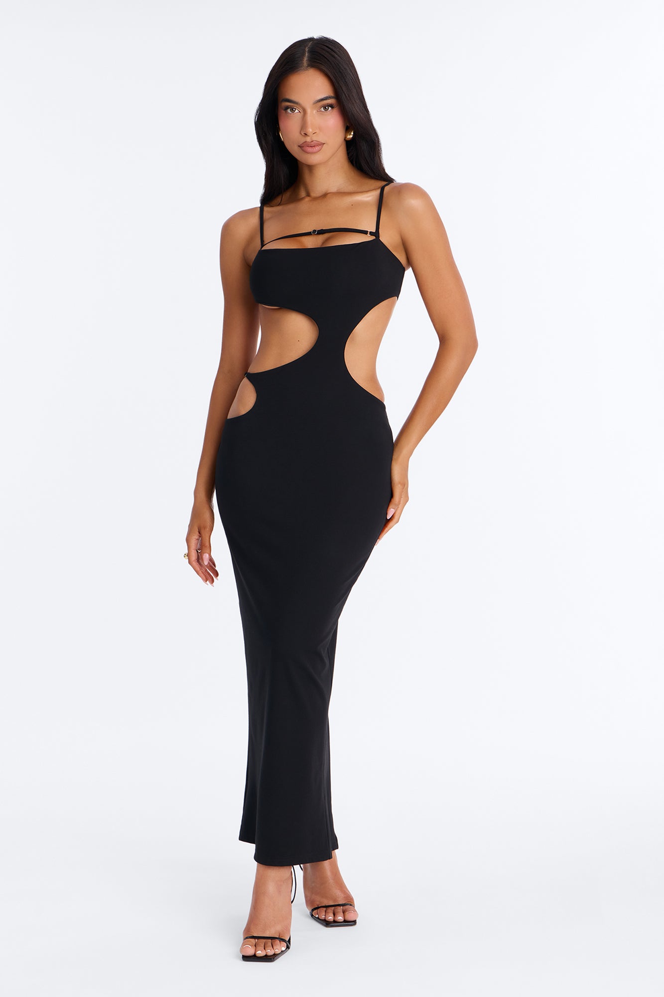 Rebel Ponte Cut Out Maxi Dress - Black