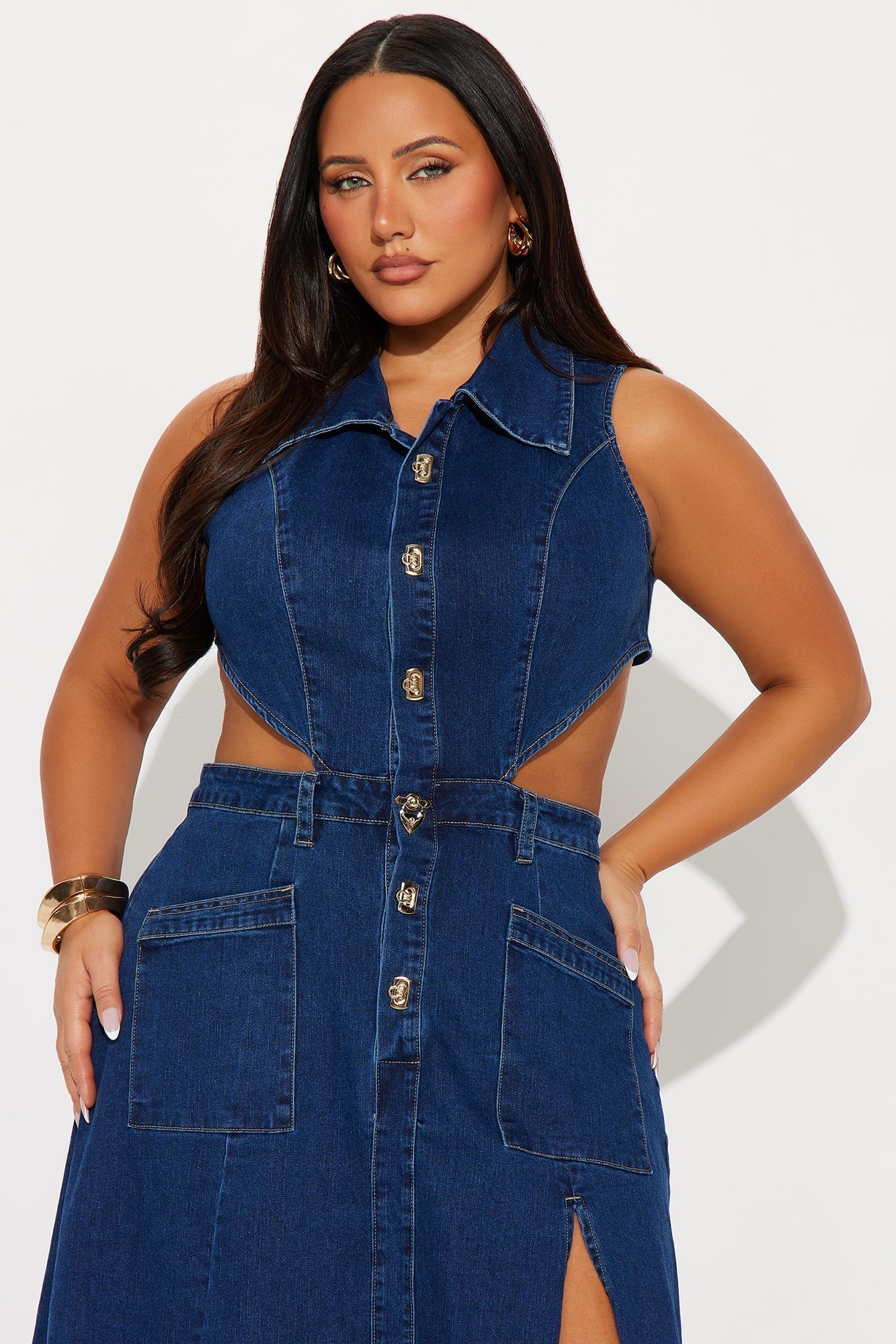 Amelia Denim Maxi Dress - Dark Denim