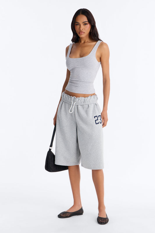 Tessa Fleece Sweatshort - Heather Grey