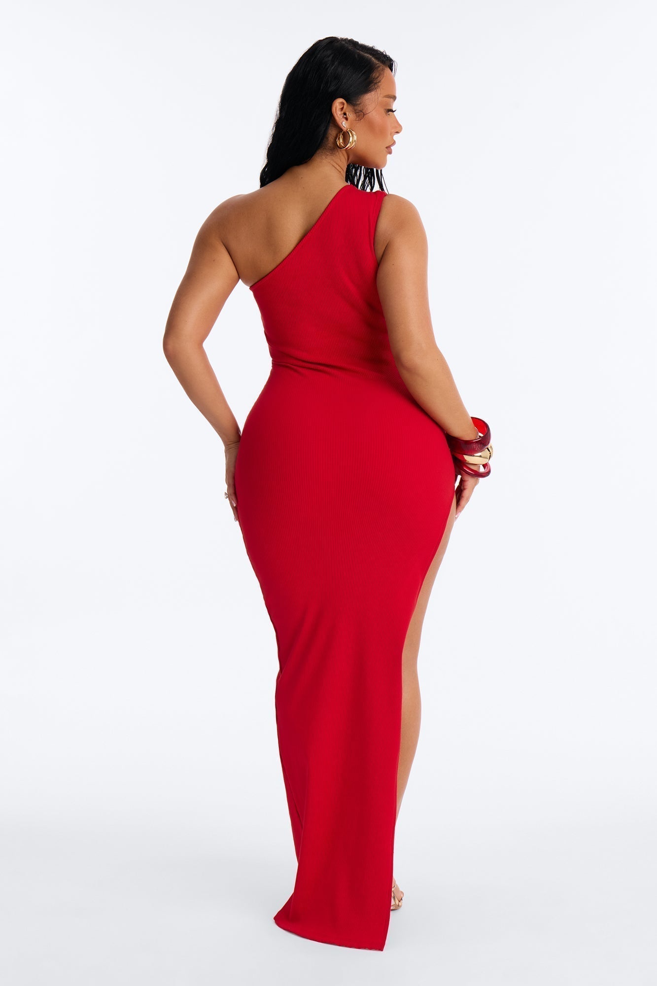 Scarlett Snatched High Slit Maxi Dress - Red