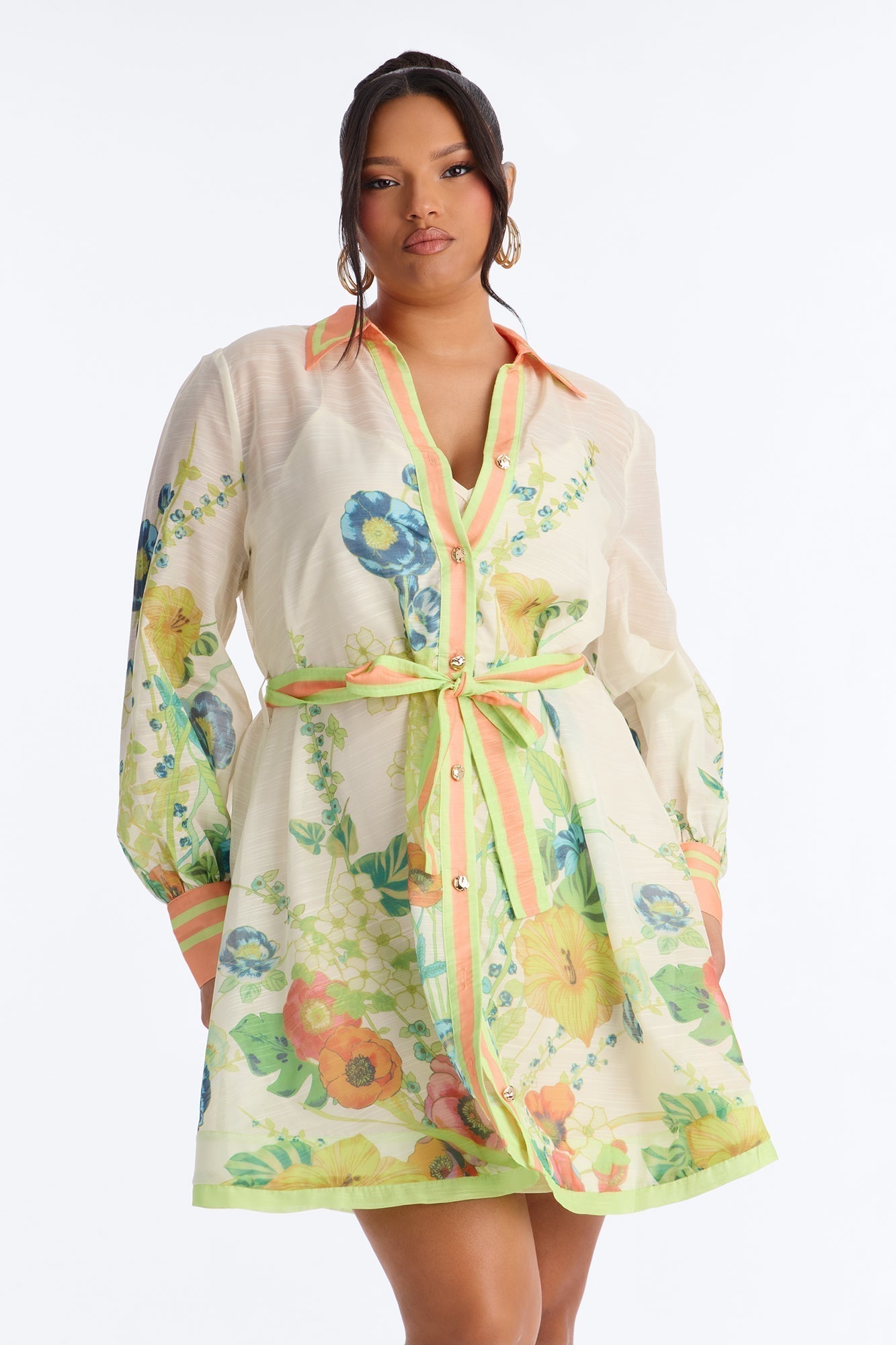 Old School Sweetie Floral Mini Dress - Green/combo
