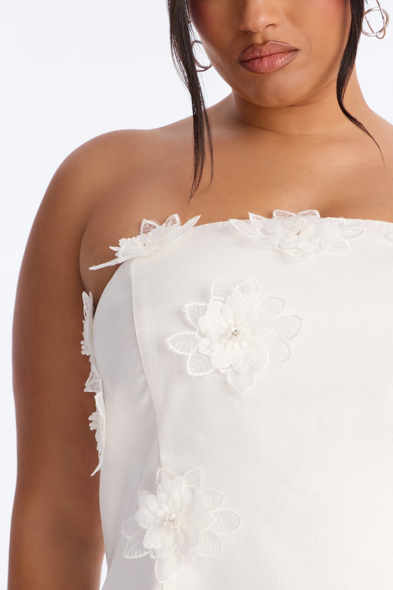 Liliane Strapless Satin Mini Dress - White