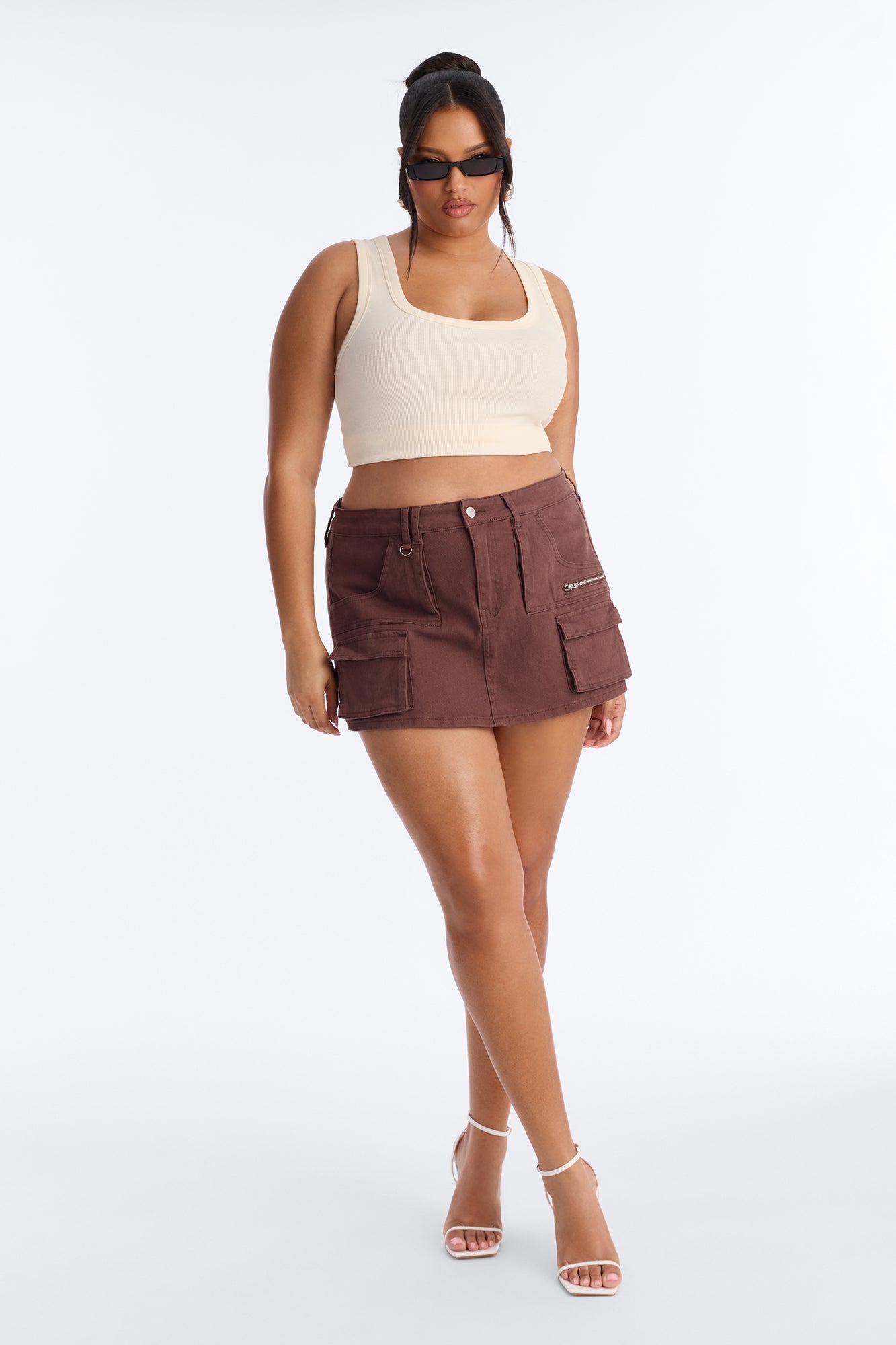 Feel The Pressure Cargo Mini Skort - Brown