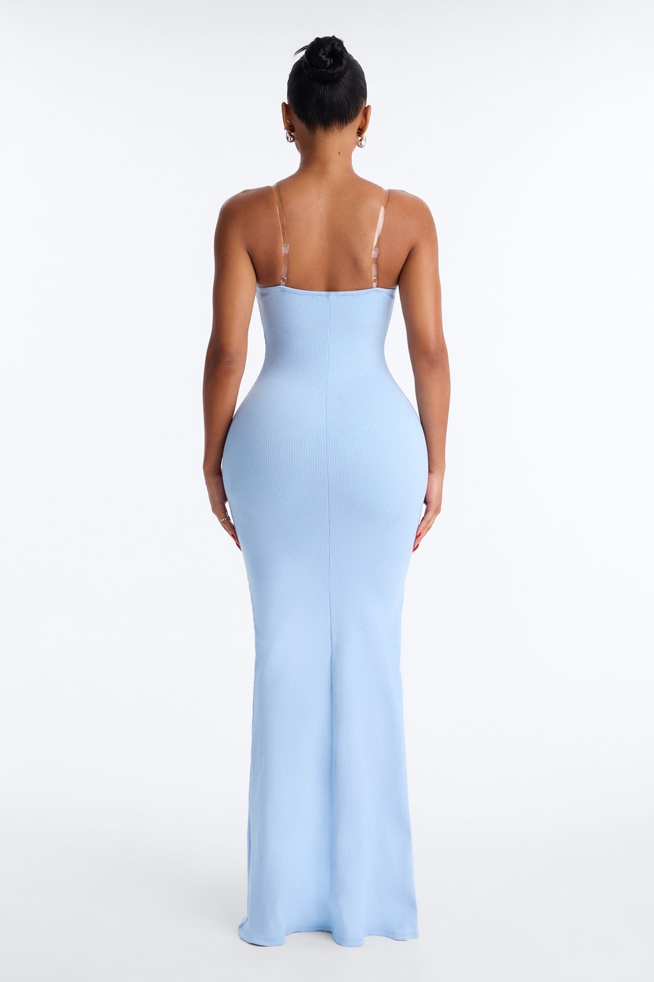 Scarlett Snatched Clear Strap Maxi Dress - Light Blue