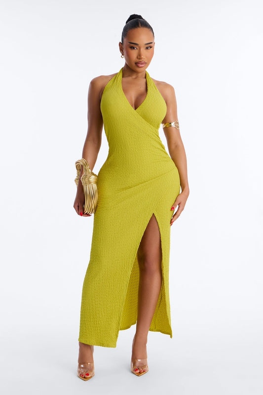 Alinna Halter Maxi Dress - Lime