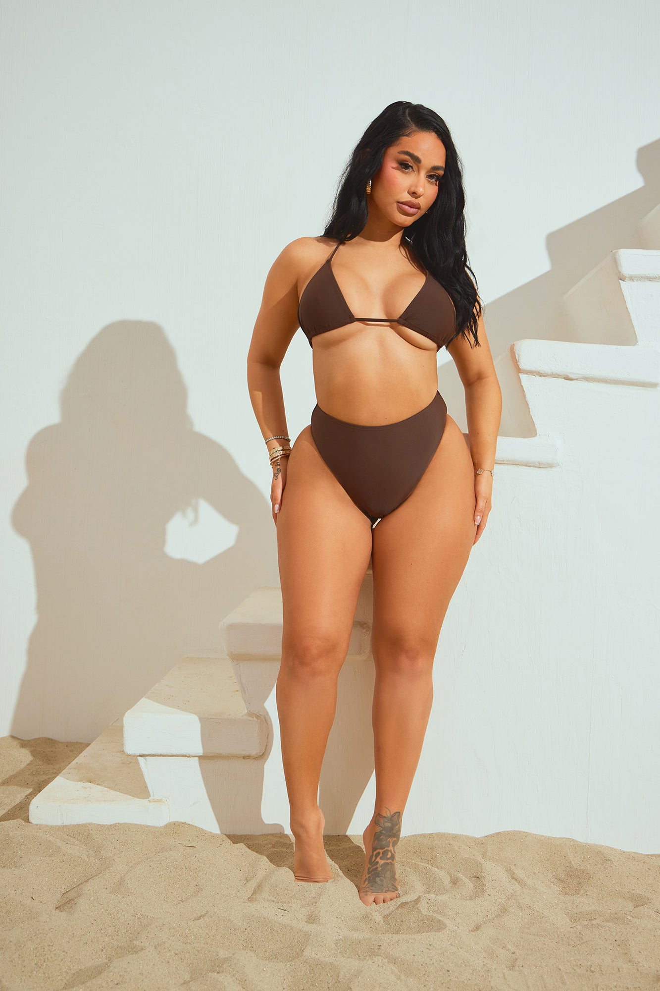 Maui Mix And Match High Cut Cheeky Bikini Bottom - Chocolate