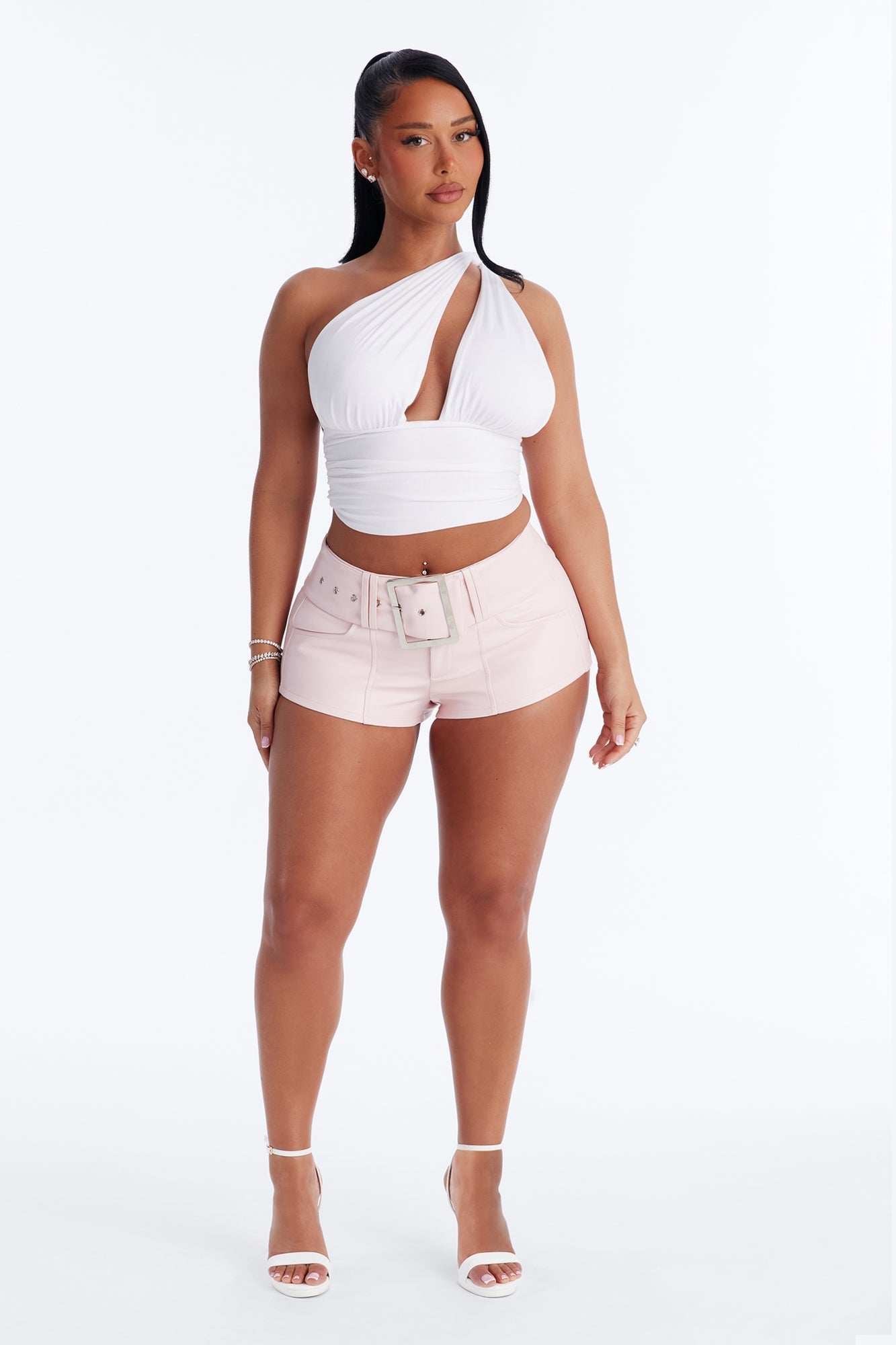 Festival Fever Belted Faux Leather Micro Short - Pink