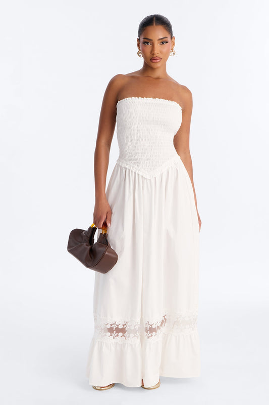 Keira Strapless Maxi Dress - White